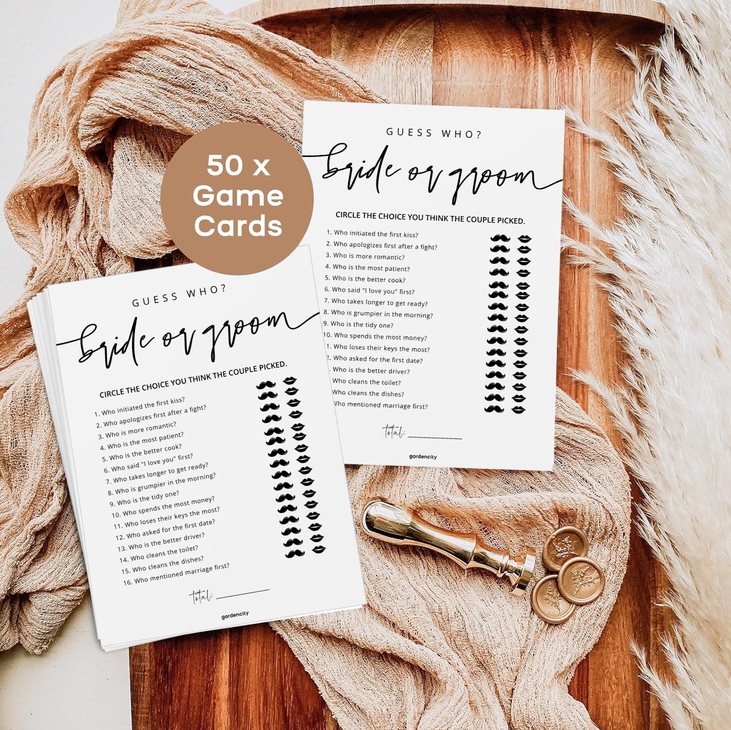 Gardencity Guess Who Bride Or Groom? Bridal Shower Games For 50 Guests - Minimalist