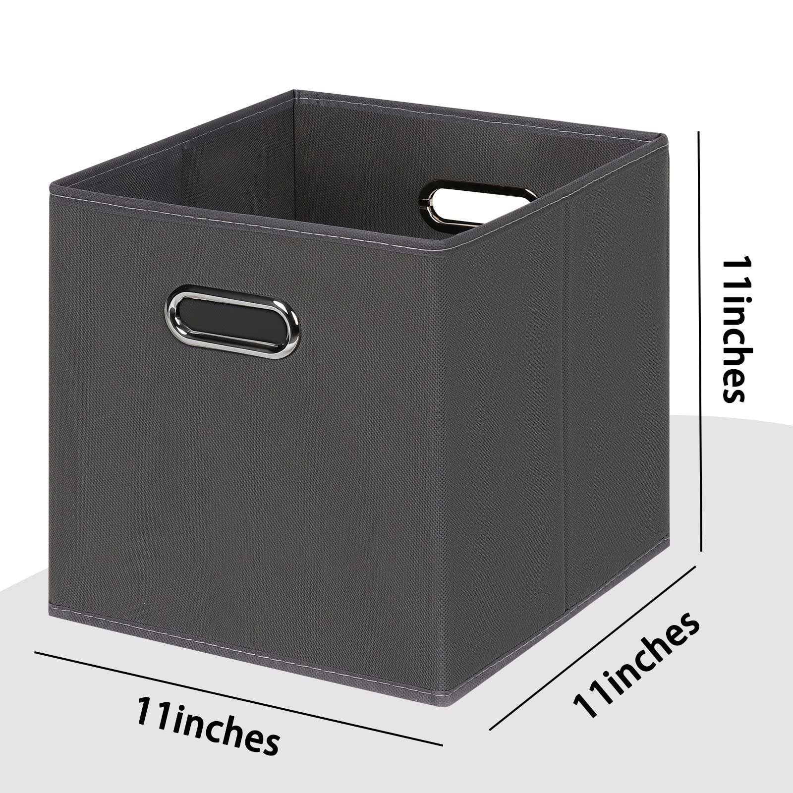 Heayeeg Black Foldable Storage Cubes Bins, Fabric Storage Box Cubes Organizer Baskets With Dual Handles For Home Organizer(Grey)