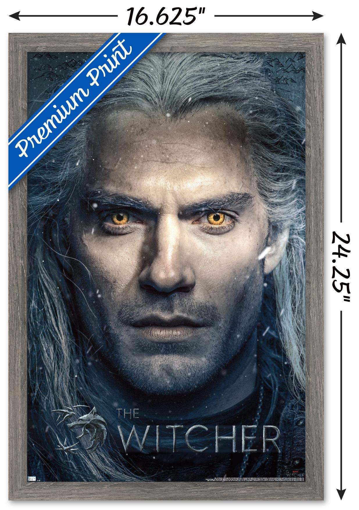Trends International Netflix The Witcher - Closeup Wall Poster, 14.725'' X 22.375'', Barnwood Framed Version