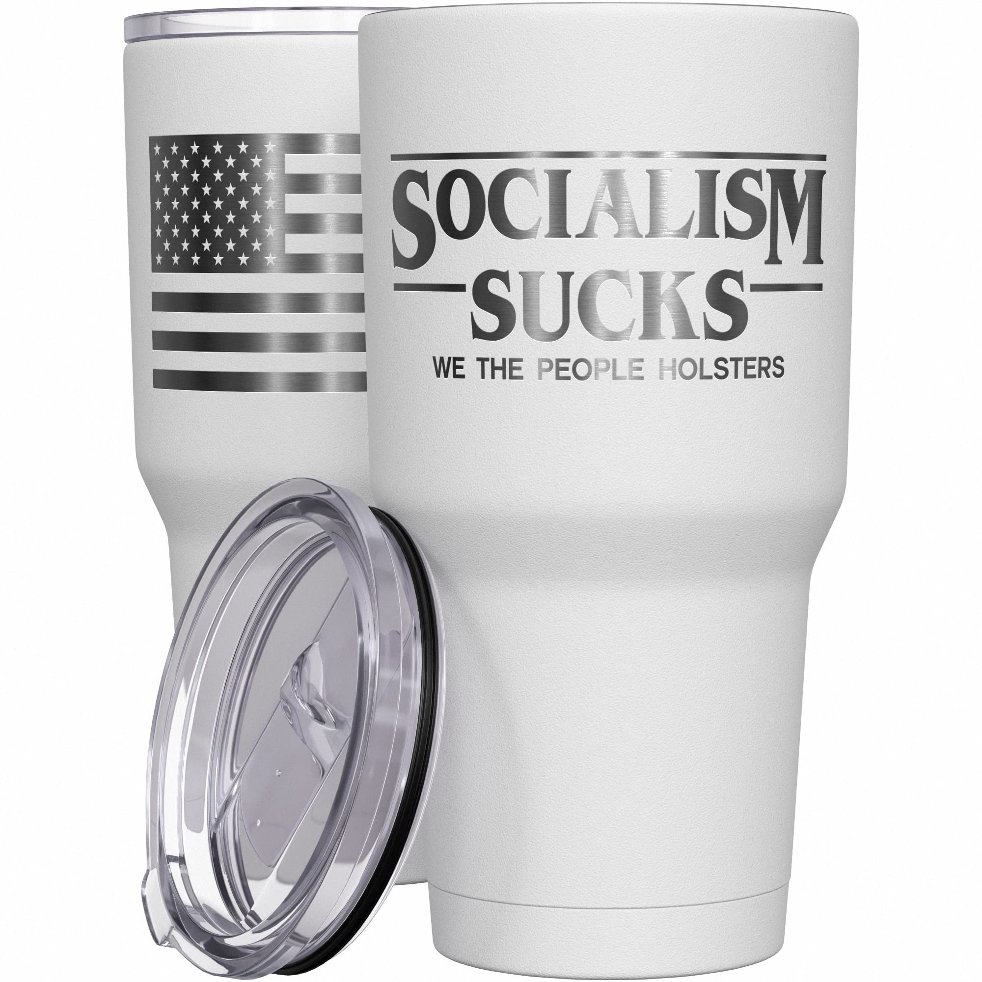 We The People Holsters - Socialism Sucks - Conservative Travel Mug - American Flag Coffee Travel Mug - Conservative Tumbler - Do
