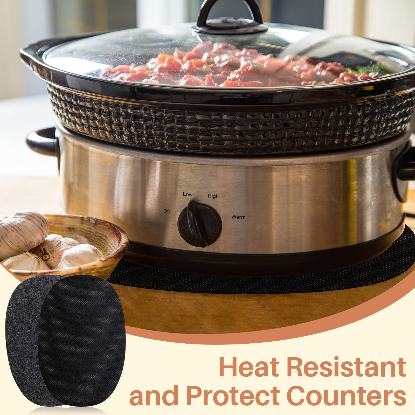 Tanlade 2 Pcs Oval Slow Cooker Heat Resistant Mat for 6-8 Quart Non Skid Countertop Heat Protector Mat Kitchen Appliance Mats for Air Fryer Kitchen Supplies  11.75 x 17.75 x 0.18 Inches