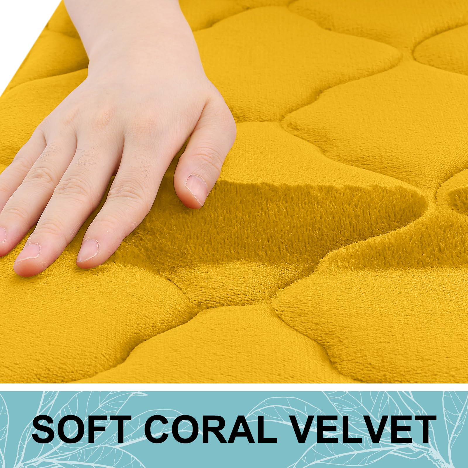 OLANLY Memory Foam Bath Mat Rug 59x24  Ultra Soft Non Slip and Absorbent Bathroom Rug  Machine Wash Dry  Comfortable  Thick Bath Rug Carpet for Bathroom Floor  Tub and Shower  Yellow