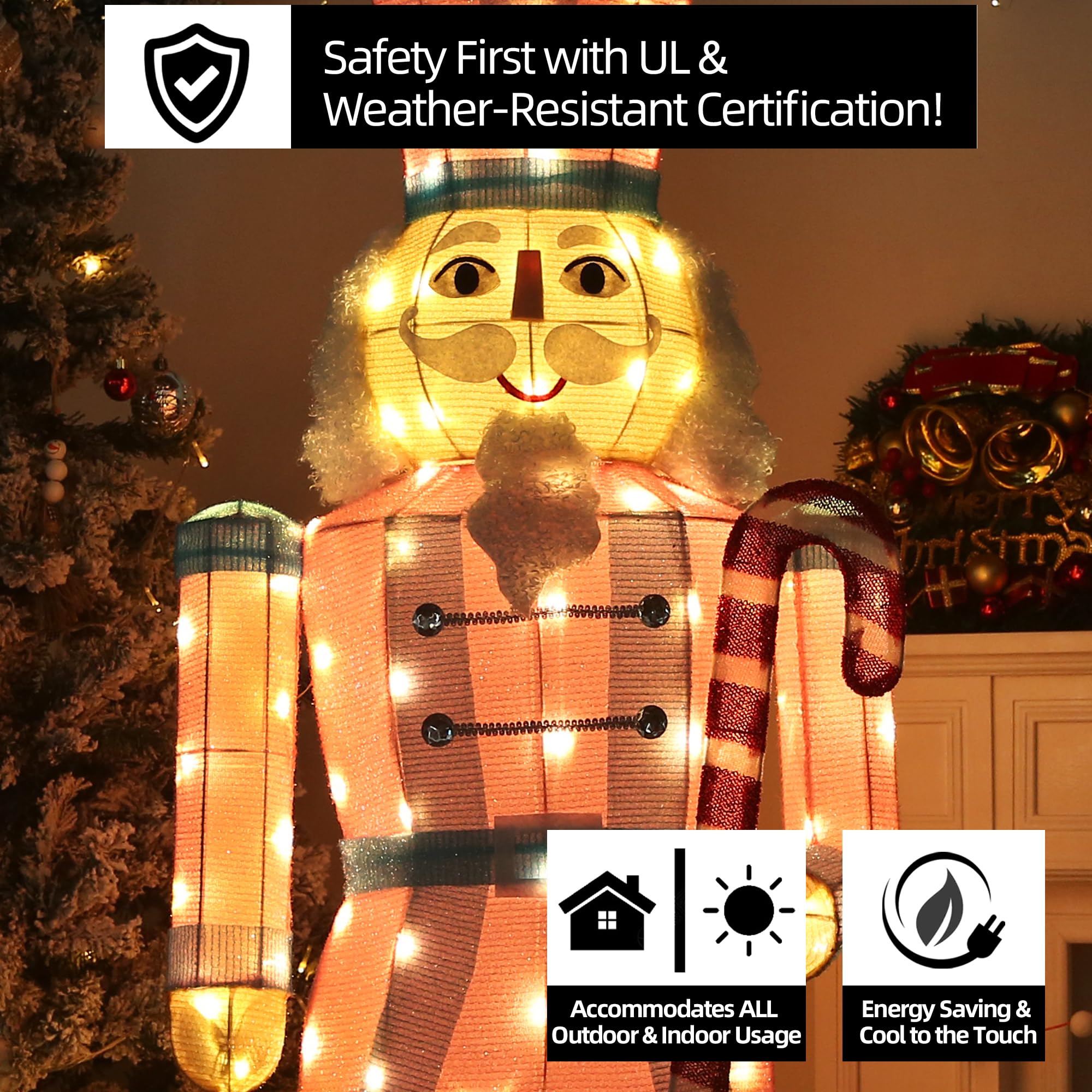 Starfree 61-Inch Lighted Nutcracker Christmas Decor - Pink Metal Outdoor Decoration with LEDs for Yard, Porch, Lawn - Model REARO10LA1FA