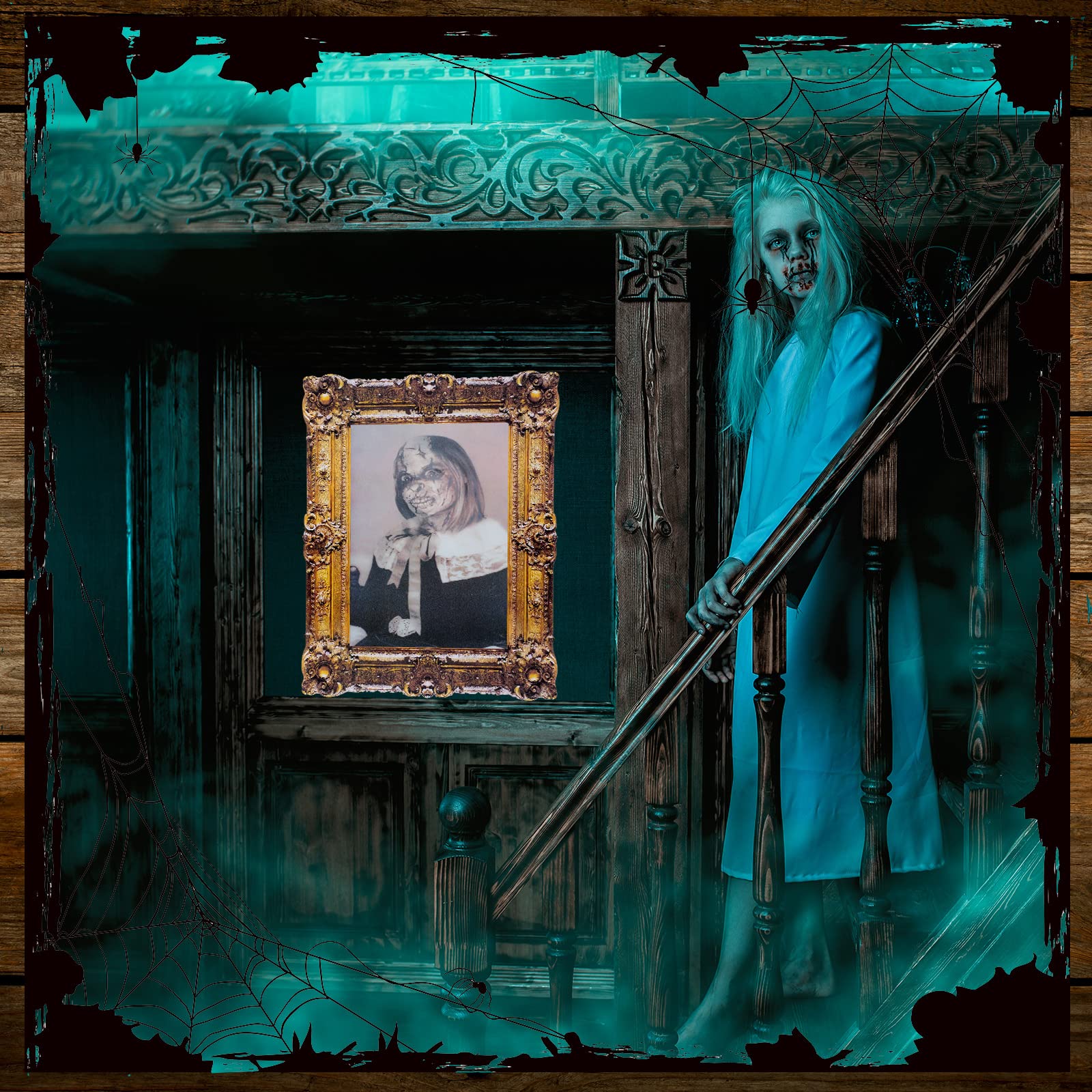Cindeer 12 Pcs Halloween 3D Changing Face Moving Picture Frame Scary Decor Spooky Ghost Portrait Halloween Wall Decoration For W