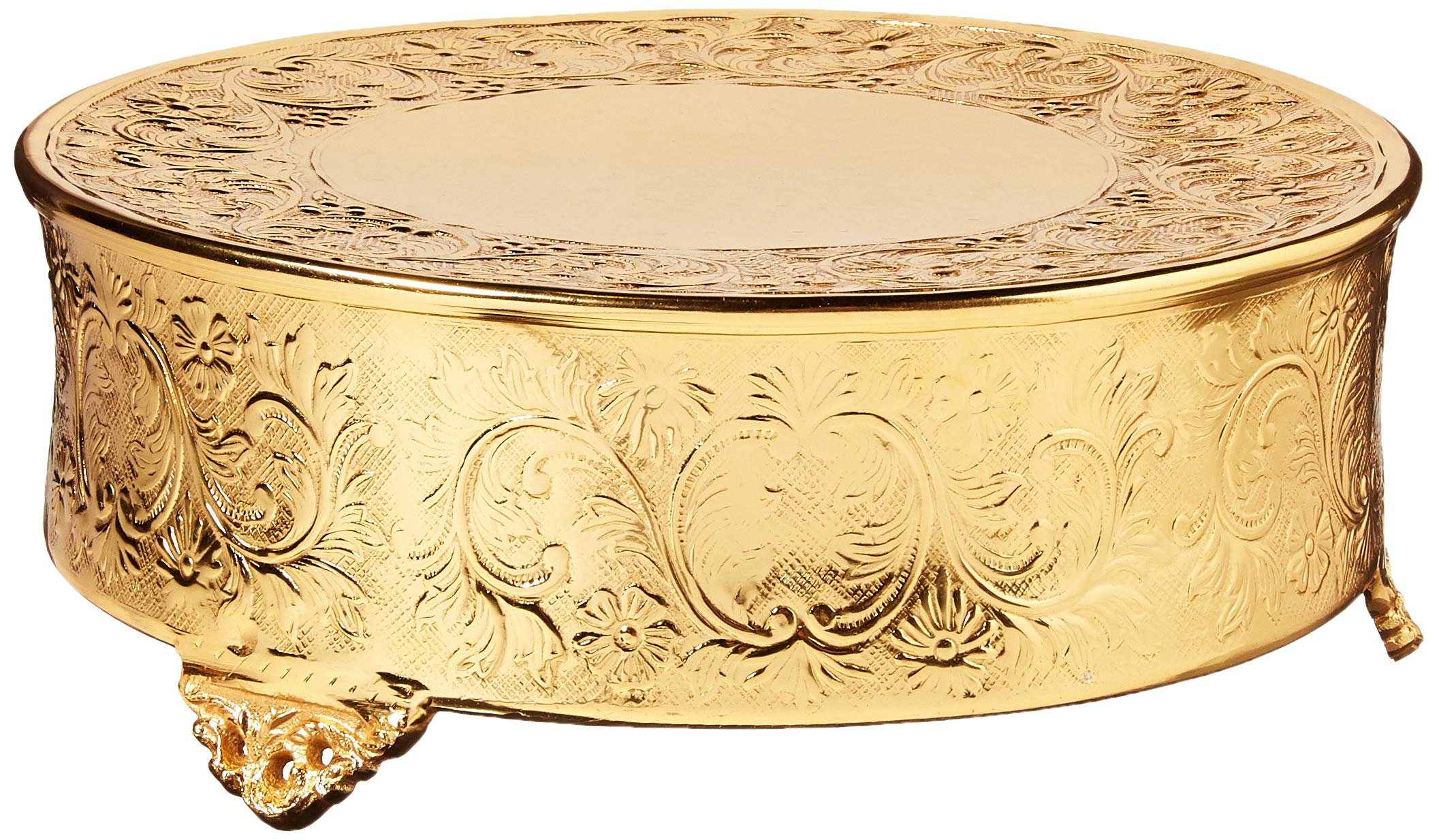 Elegance Round Ornate Wedding Cake Stand Serveware Accessories, 16, Gold