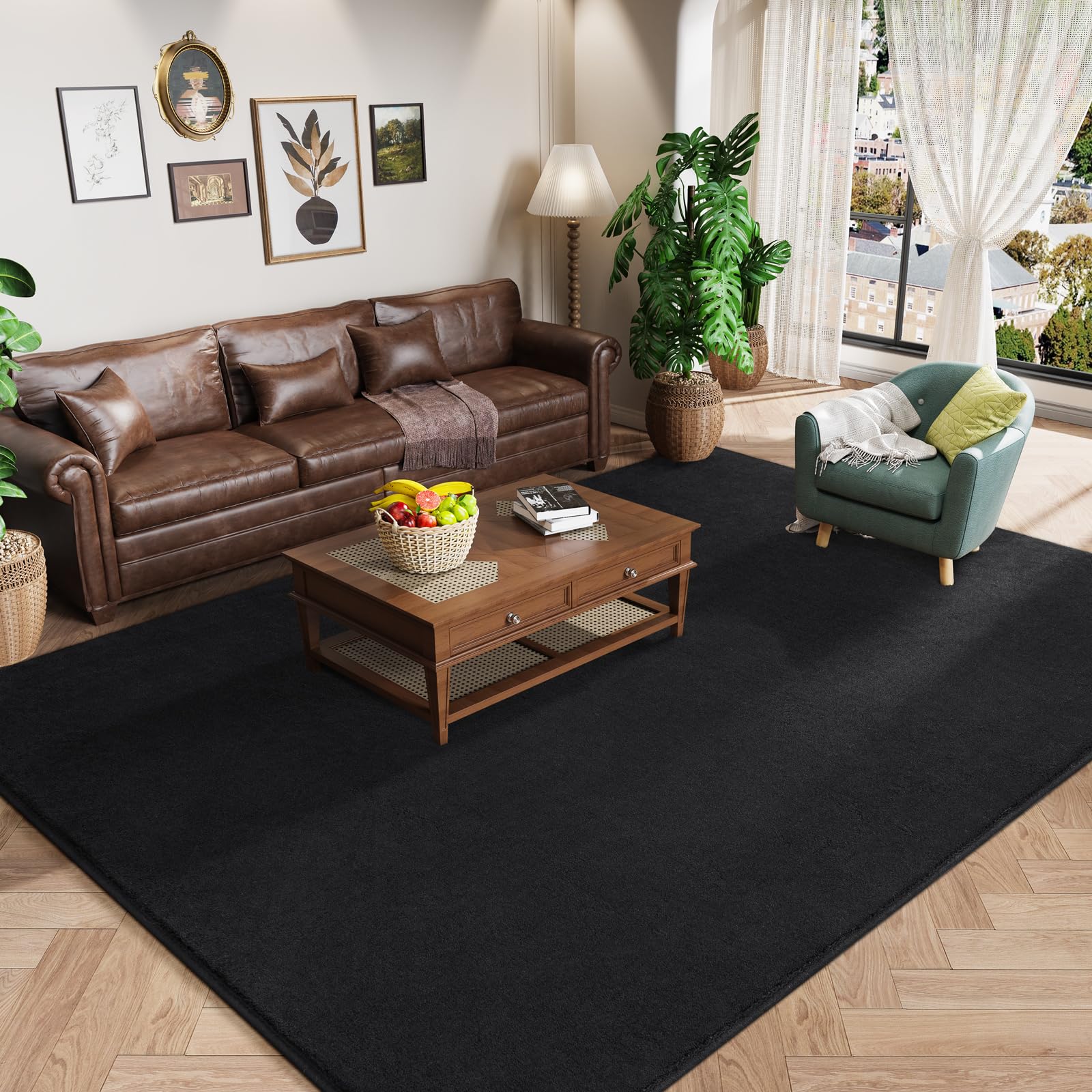 Amearea Large Modern Area Rugs for Bedroom Living Room, 6x9 Feet Blue Thickened Memory Foam Rug, Fluffy Indoor Washable Rugs Non