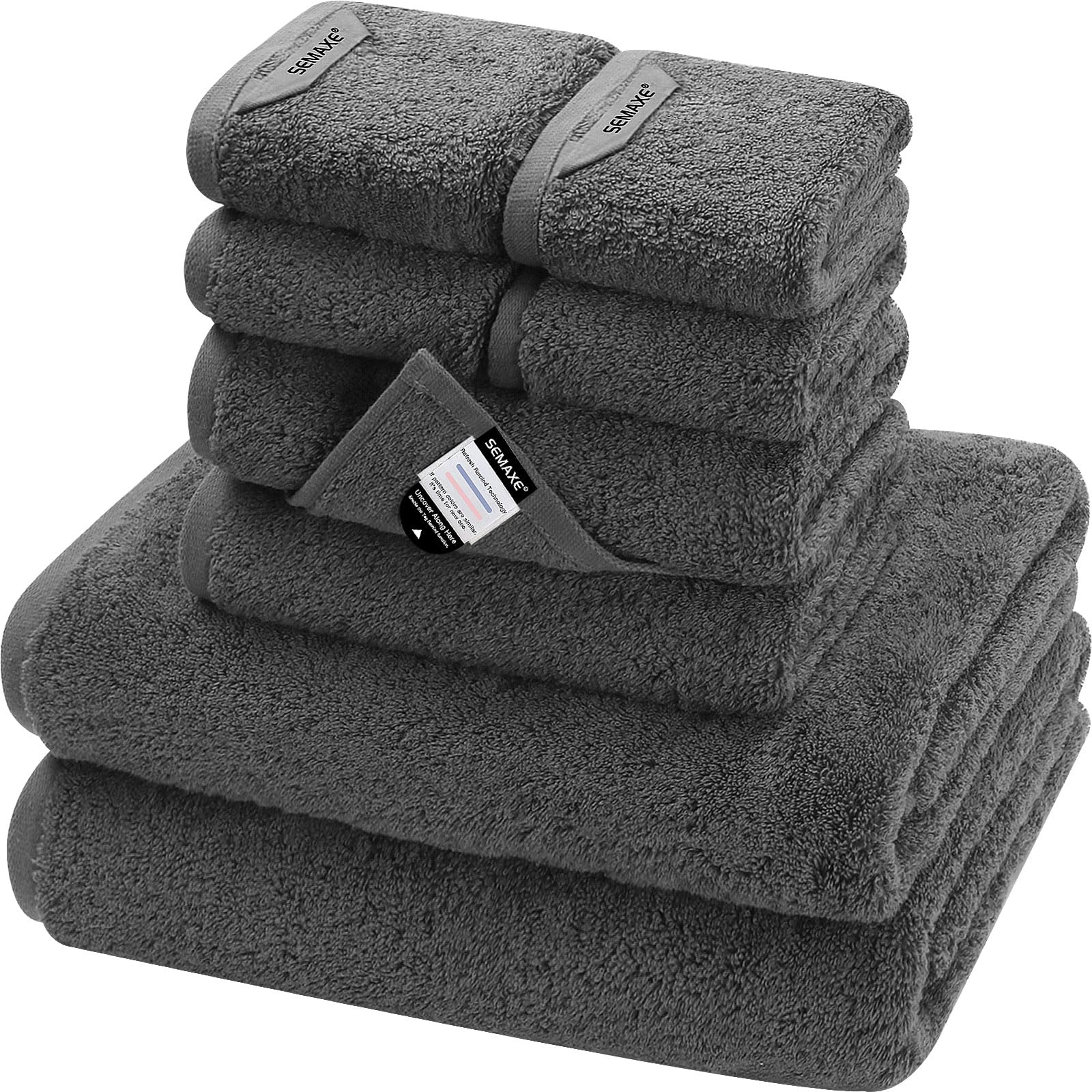 Semaxe Grey Bathroom Towels Set, 2 Bath Towels, 2 Hand Towels, 4 Washcloths, 100% Cotton Towel For Bathroom, Soft Fluffy And Abs