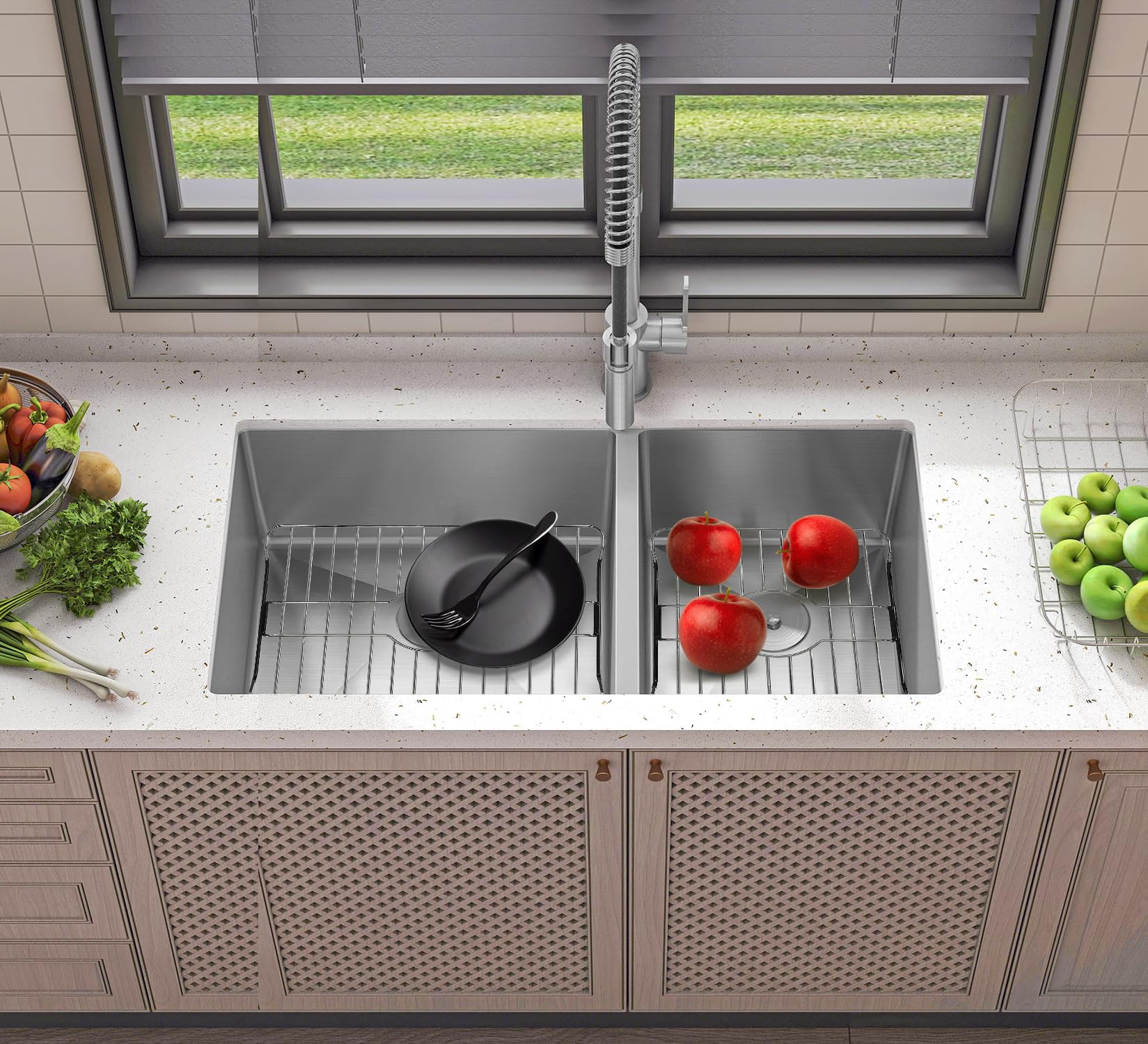 SunnyPoint Stainless Steel Sink Protector Rack – Large 17.5"x12.4", Rust-Resistant Grid for Scratch Prevention and Drainage Support