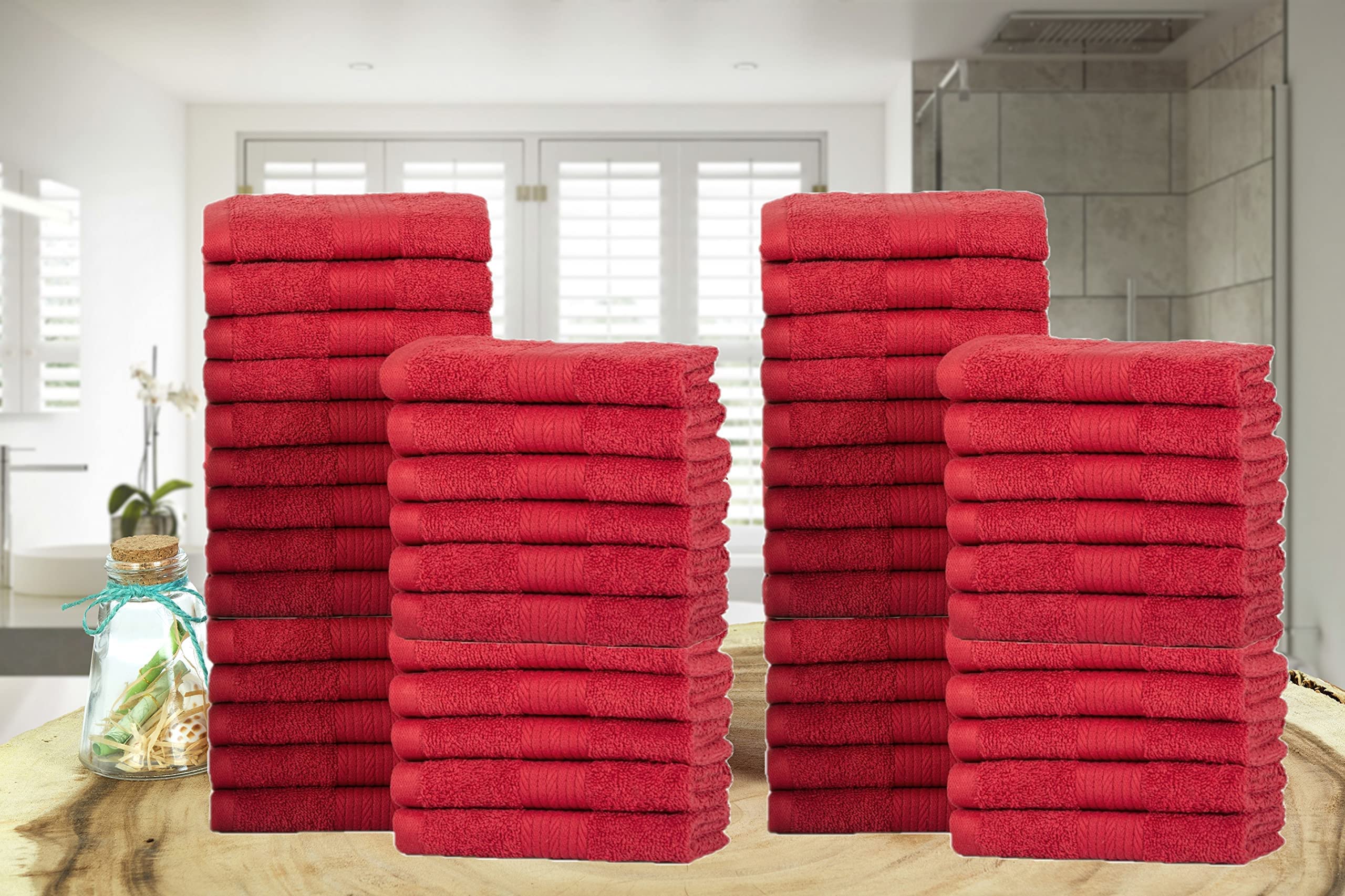 Ample Decor Pack Of 50 Wash Cloths 12 X 12 Inch 100% Cotton 600 Gsm, Quick Drying Face Towels, Reusable Fingertip Towels For Bat