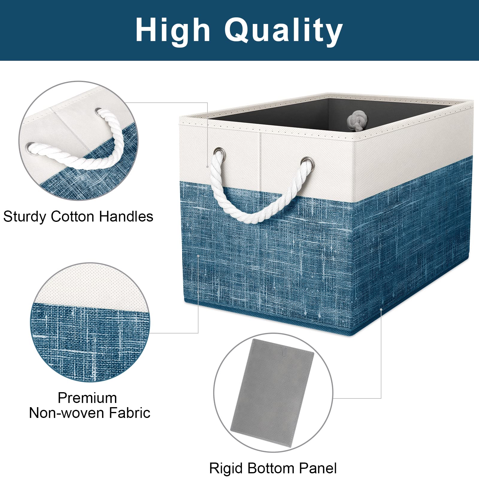 Fab Totes Storage Bins [2-Pack], Foldable Storage Baskets For Organizing Toys, Books, Shelves, Closet, Large Storage Box With Ro