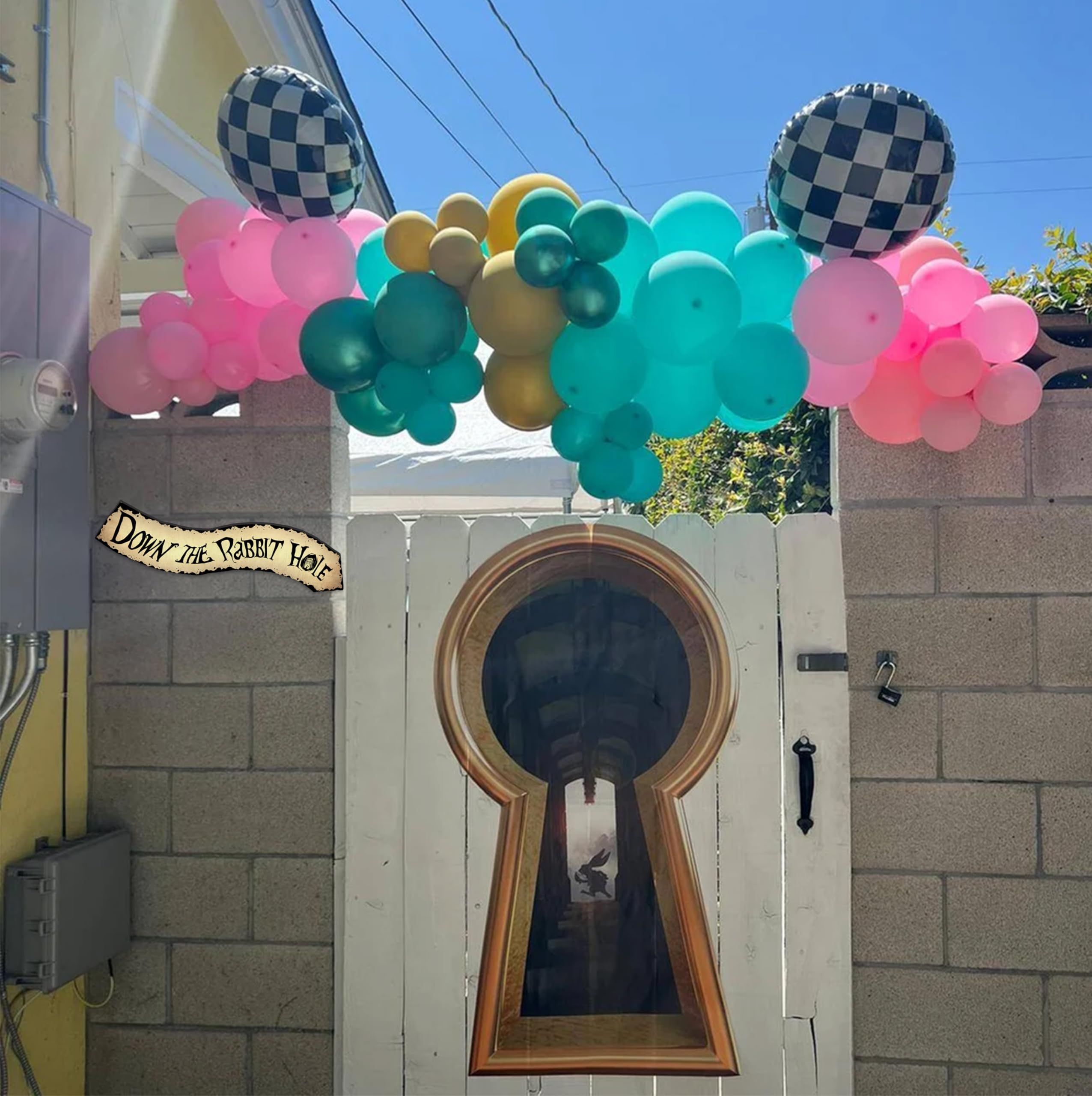 flinelife Down The Rabbit Hole Arrow Sign,16x4,Wonderland Party Decorations,Kids Room Decor For Girls