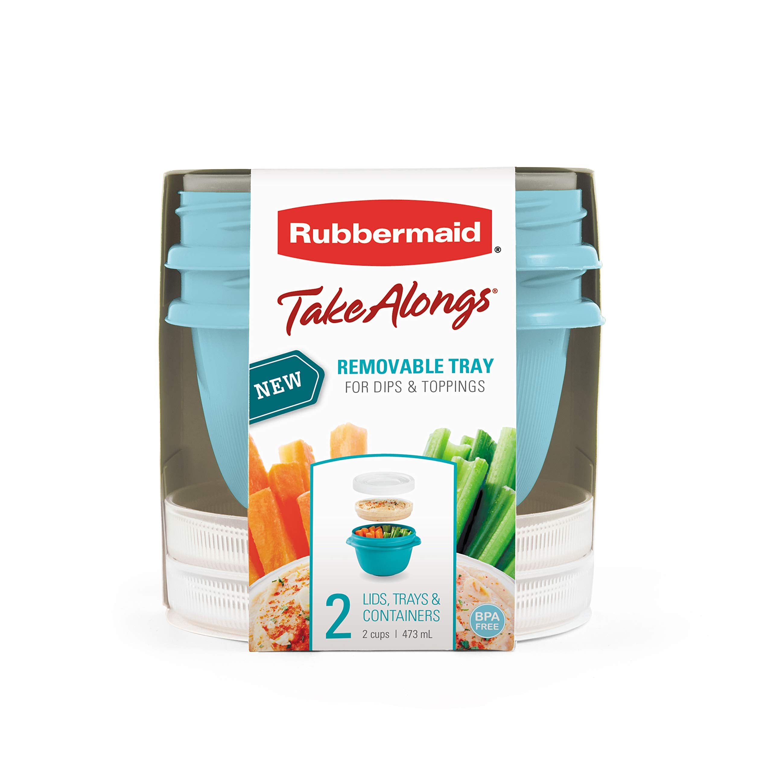 Rubbermaid Takealongs Snacking Food Storage Containers, 2 Cups Size - 2 Lids, Trays, And Containers 7S87
