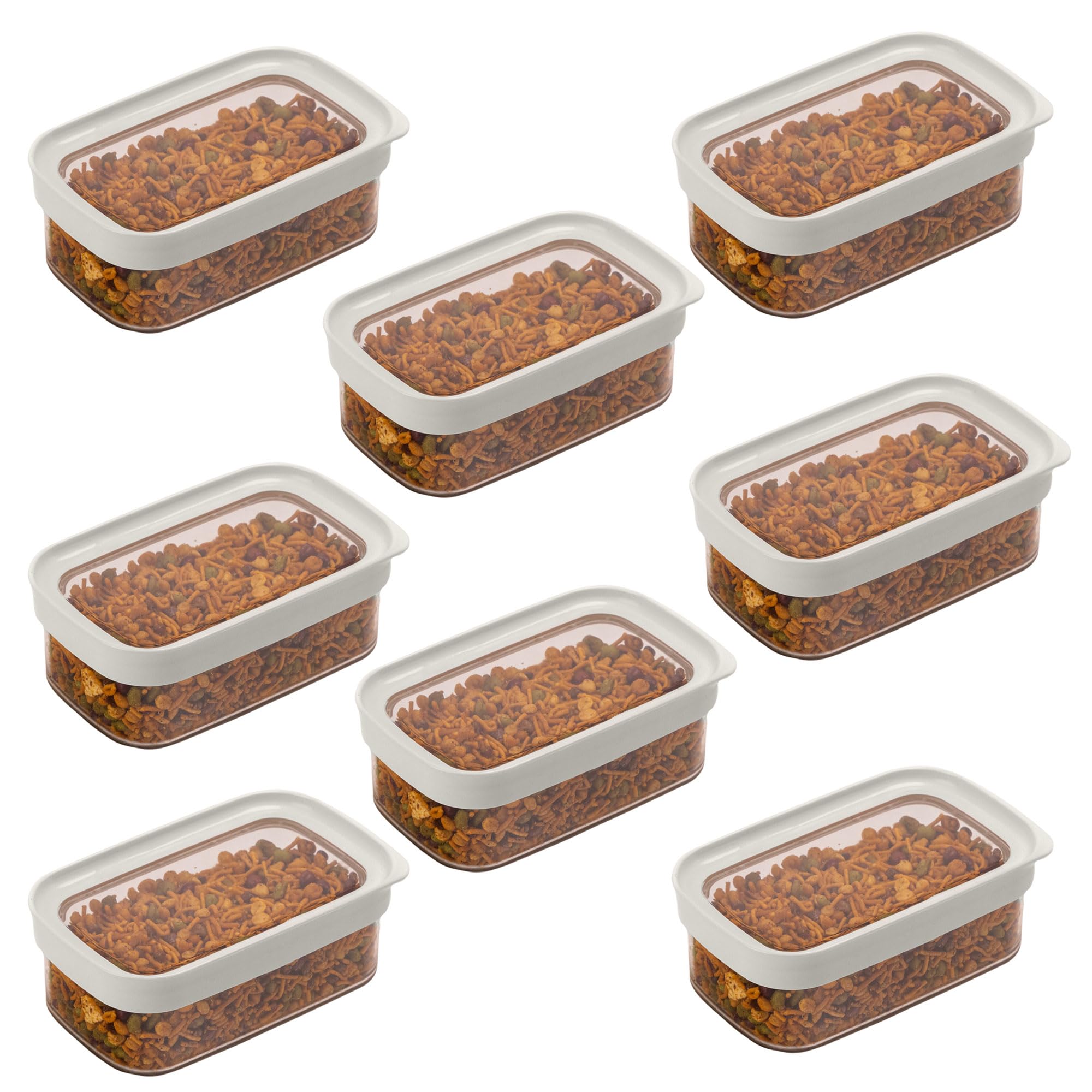 Stacpro Acrylic Airtight Kitchen Containers 500 Ml, Pack Of 8 | Bpa Free Stackable Jar, Modular Storage, Pantry Organiser, Fridg