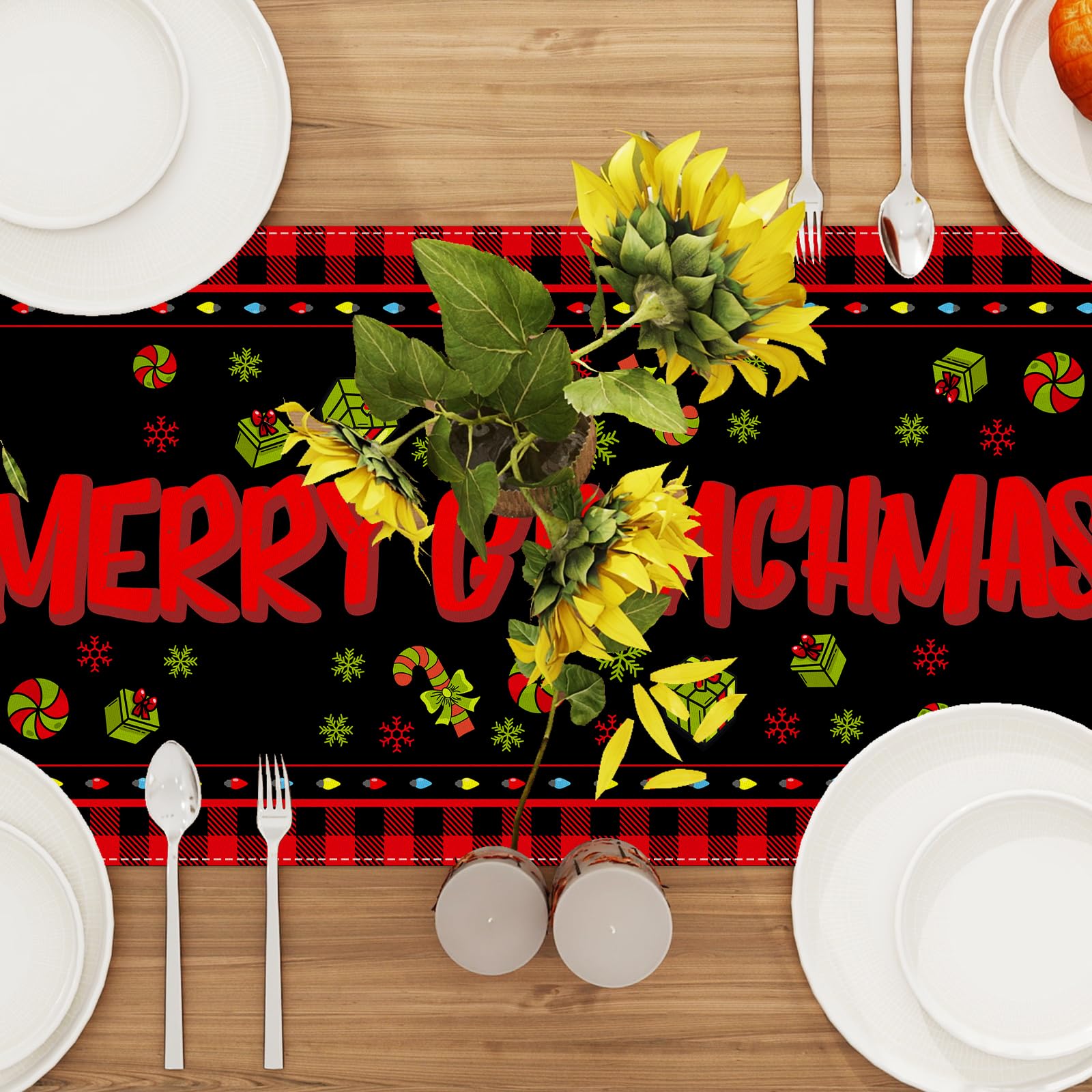 Christmas Table Runner 13x72 Inch Christmas Xmas Winter Holiday Decorations and Supplies for Home Kitchen Dining Room Table Deco