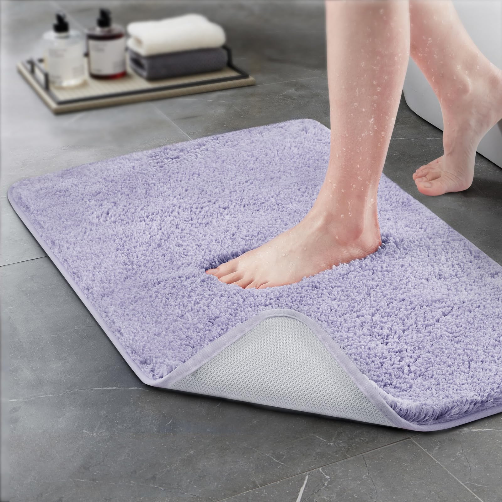 Techmilly Super Soft Shaggy Bathroom Rugs, Absorbent Thick Non Slip Microfiber Bath Rugs, Quick Dry Machine Washable Bath Mat Fo