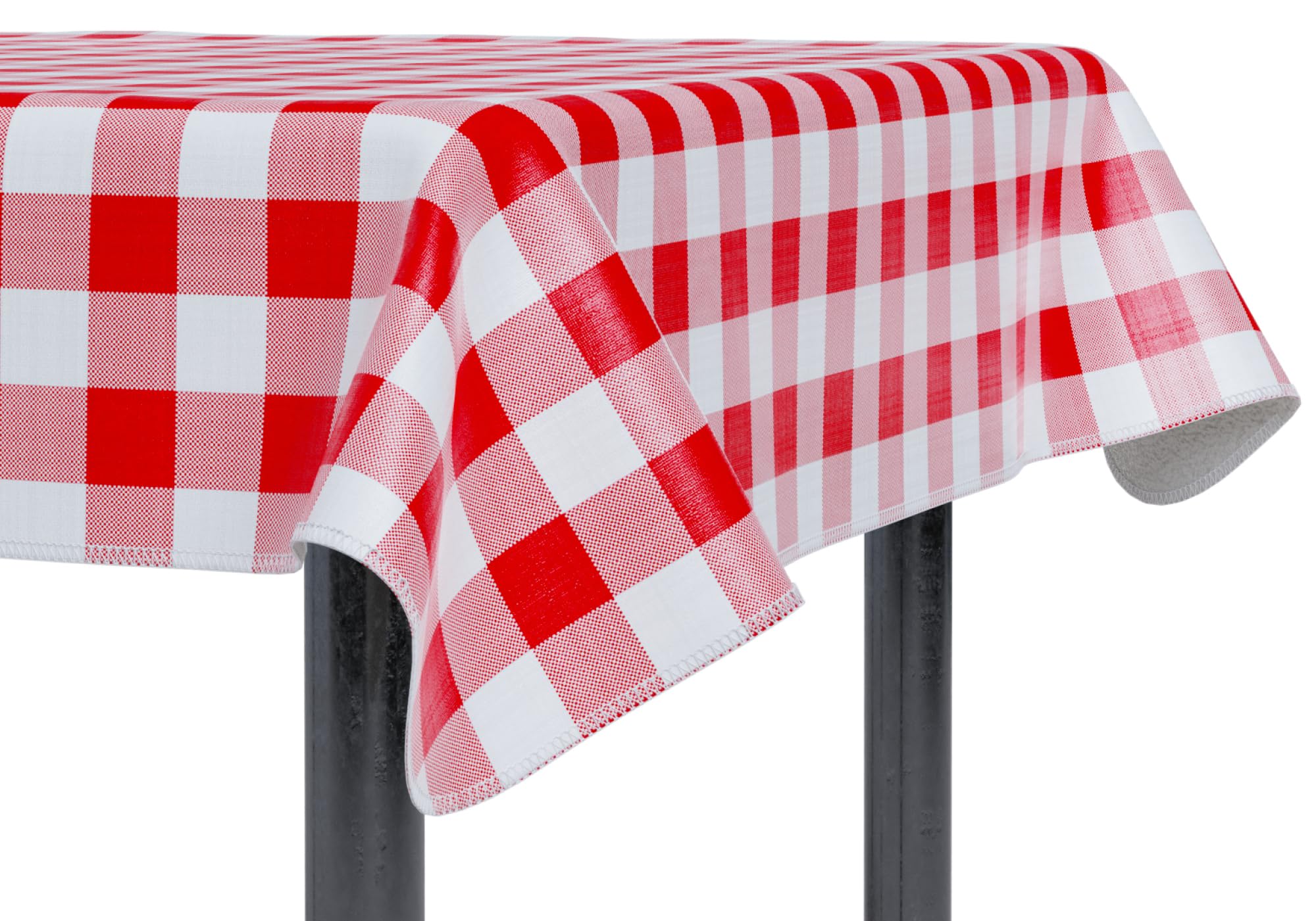Sorfey Tablecloth - Vinyl With Flannel Back, 52''X72'' Rectangle, Water Proof, Easy To Clean, Checked Red Design