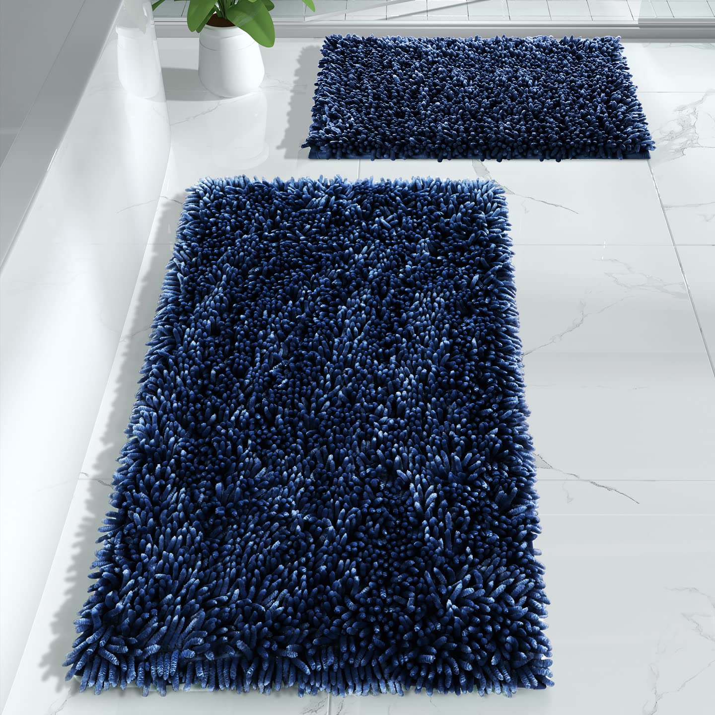 Yimobra Bathroom Rugs Sets 2 Piece, Luxury Extra Thick Bath Mats For Laundry Room Floor, Shaggy Fluffy Chenille Bathroom Rug Set