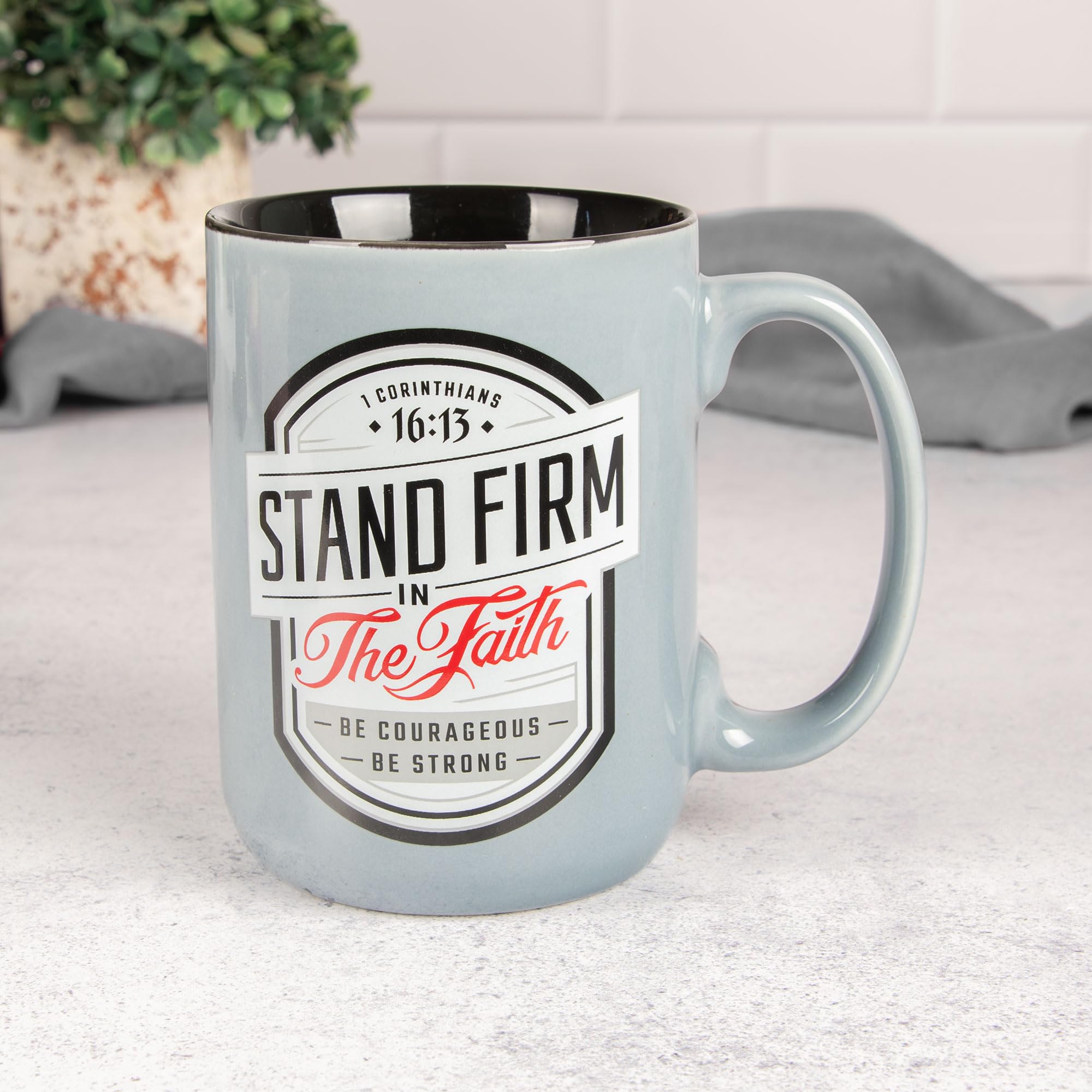 Christian Art Gifts Large Ceramic Inspirational Scripture Coffee & Tea Mug For Men & Women: Stand Firm Encouraging Bible Verse,