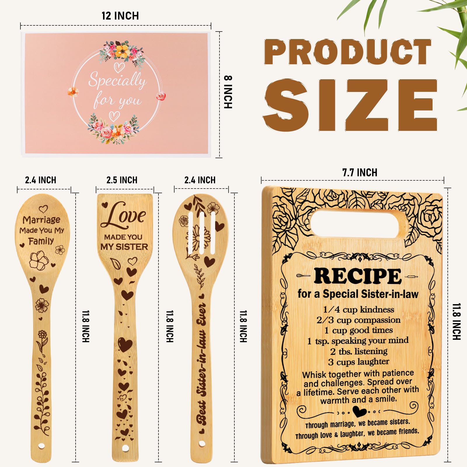 Sister in Law Birthday Gifts, Best Sister in Law Gifts from Sister, Cutting Board Set Gift for Sister-in-Law, Sister-in-Law Gift