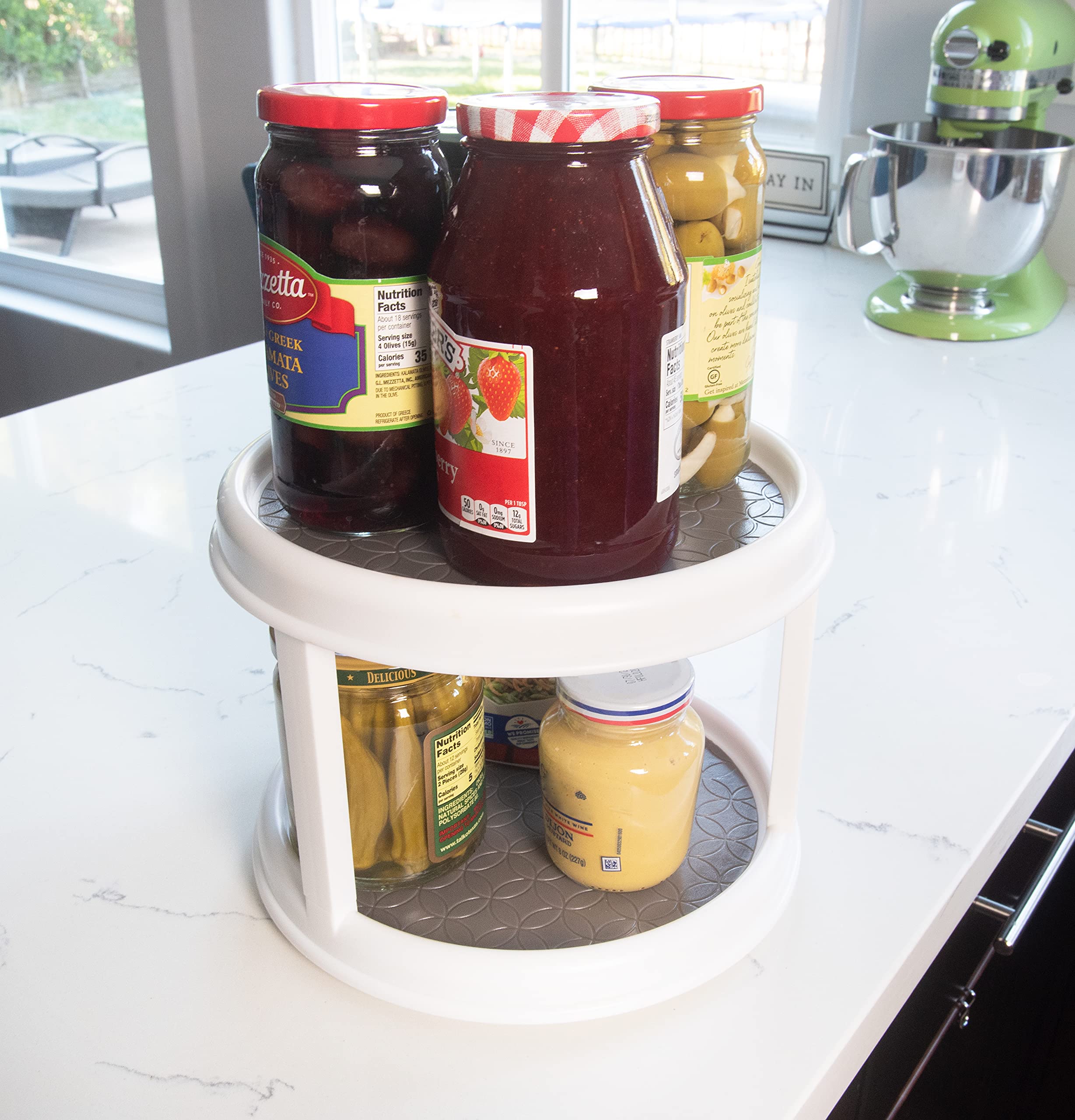 Kitchen Spaces Two-Tier Lazy Susan Organizer, Cabinet Turntable Shelf Storage For Kitchen And Pantry Items, Great For Spices Or