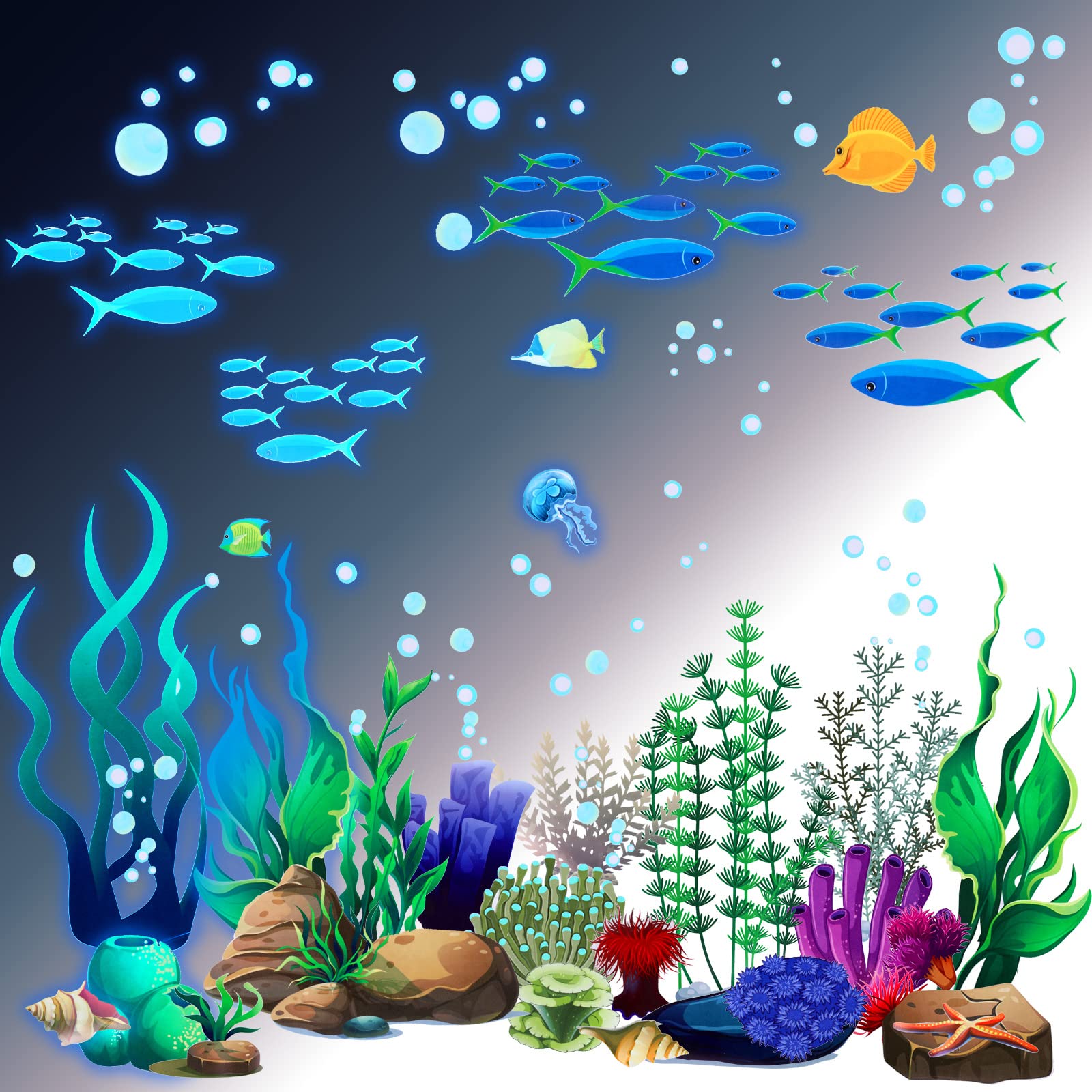 Zonon Under The Sea Wall Decals Coral Reef and Seaweed, Ocean Wall Decals Stickers, Undersea Decor Stickers, Underwater Sea Stic