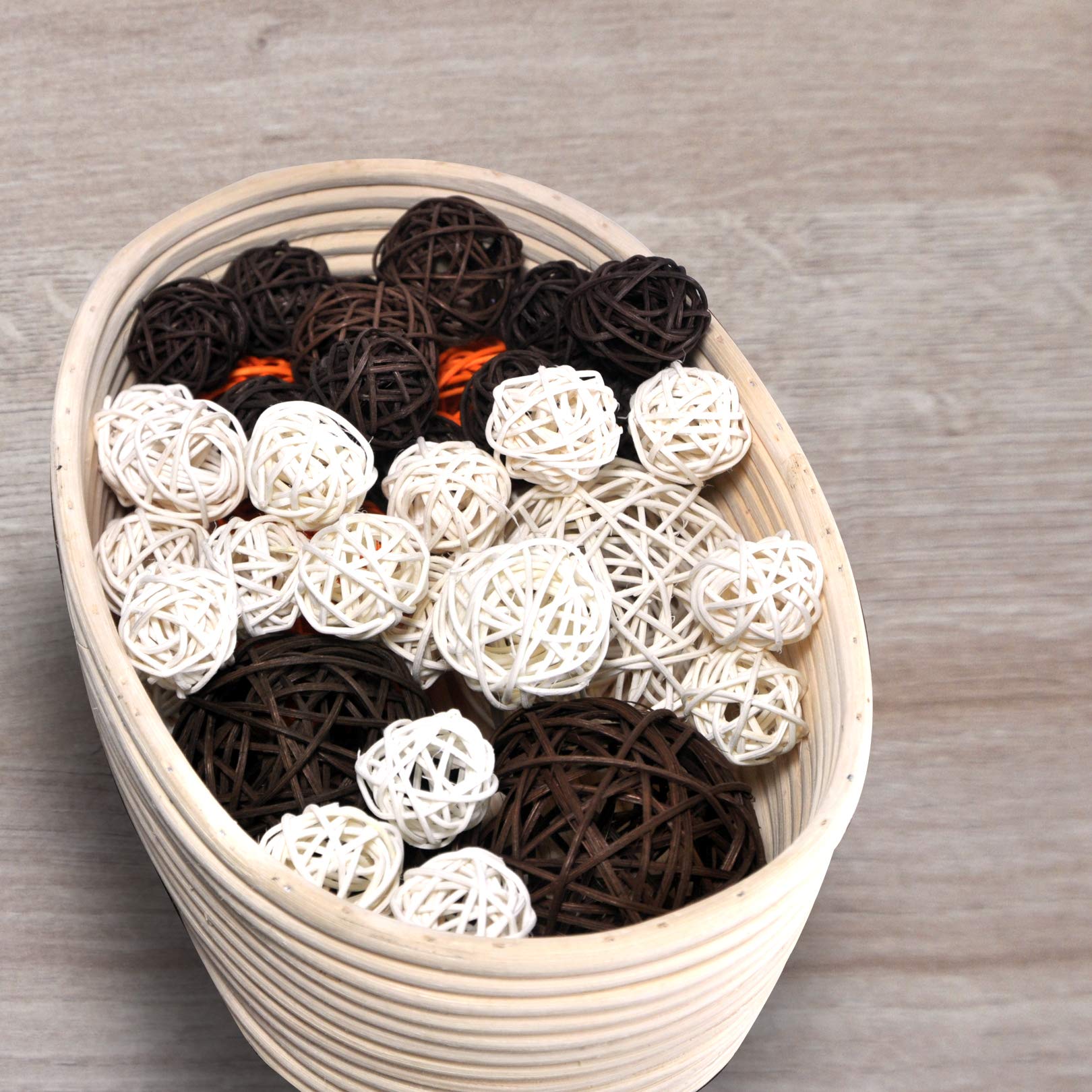 Set of 10 pcs Wicker Rattan Balls Table Wedding Party Christmas Decoration (Diameter 1.6 Inch, White)