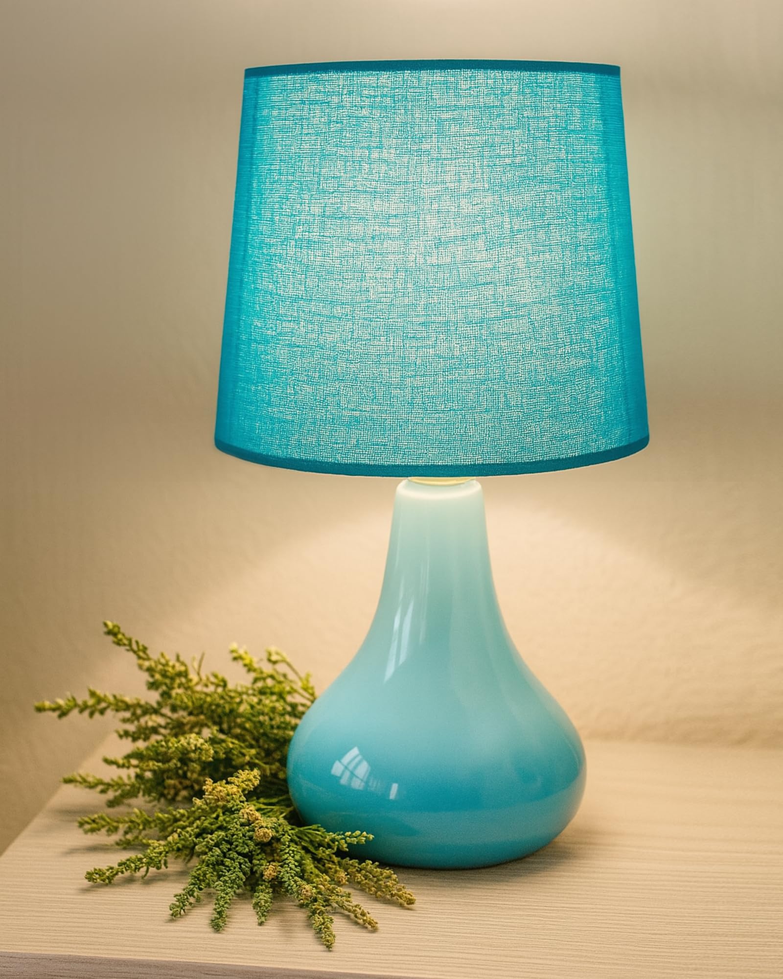 Homesake Modern Small Ceramic Table Lamp, Classic Bedside Desk Lamp For Living Room Bedroom, Farmhouse Nightstand Lamps With Fab