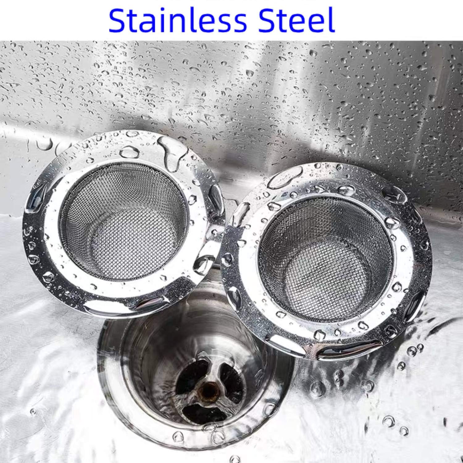 2 Pack 4.5'' Kitchen Sink Drain Strainers  Stainless Steel Drain Cover with Anti Clogging Mesh  Thicken Edge