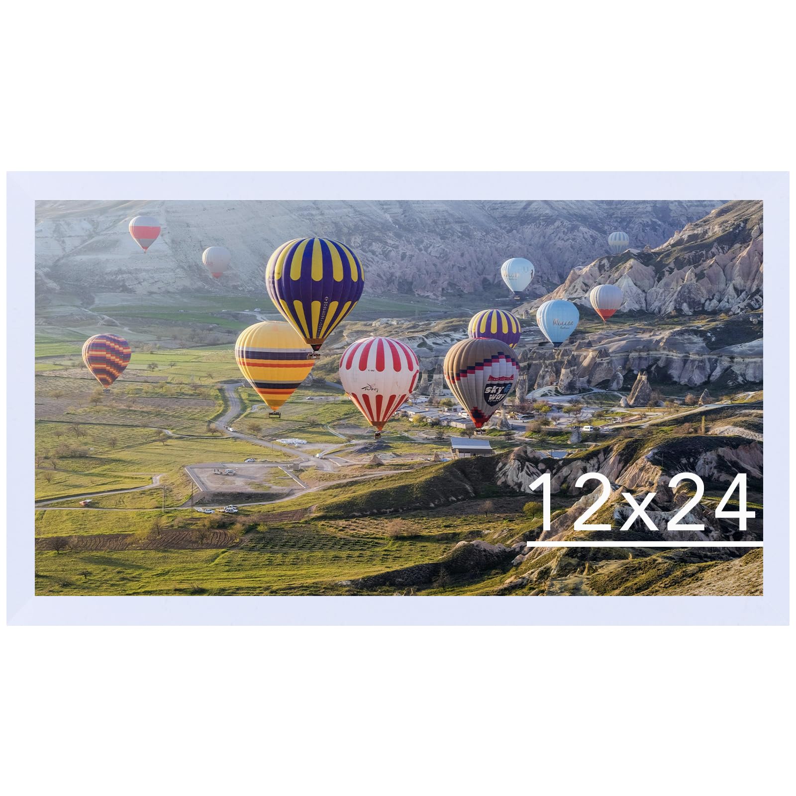 JCJMY 12x24 Picture Frame White for Poster Photo Picture, Horizontal and Vertical Formats for Wall Hanging, 12 x 24 Wall Gallery
