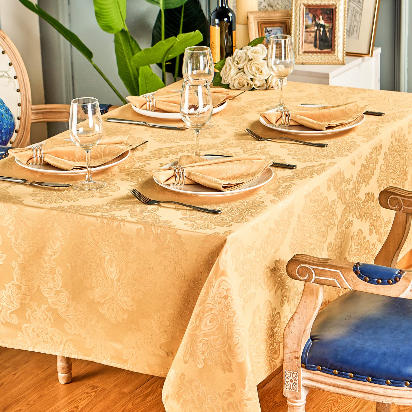 Homejoy Rectangle Table Cloth, Waterproof Wrinkle Resistant Washable Jacquard Polyester Oblong Rectangular Tablecloth, Fabric Ta