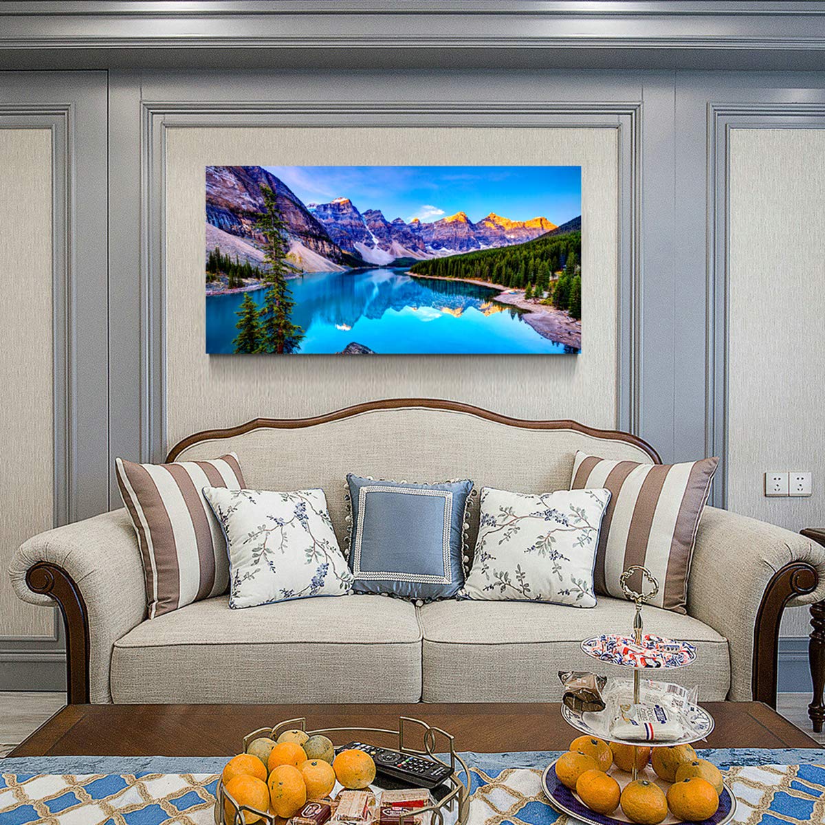 Wall Art Lake Mountain Landscape Picture Print Canvas Wall Art Modern Artwork for Home Decor Stretched And Ready To Hang 2.5cm Thick Waterproof Artwork