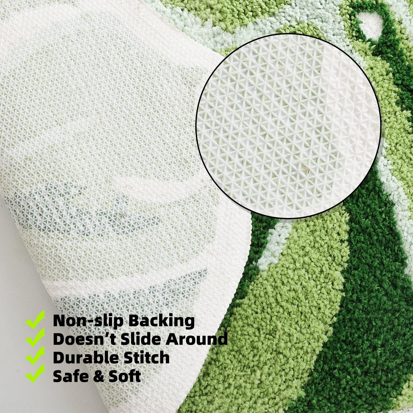 Panstar Large Monstera Leaf Bath Mat, Non Slip Green Plant Bathroom Rug, Absorbent Cute Palm Shaped Bathtub Rug Bathroom Plush S