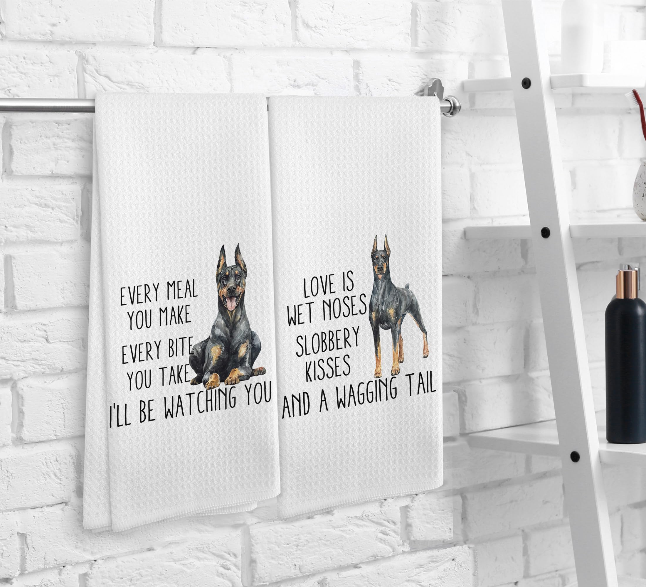 NOQL Doberman Dog Kitchen Towels and Dishcloths Set of 2, Doberman Dog Decor, Doberman Gifts for Women, 16  24 Inches