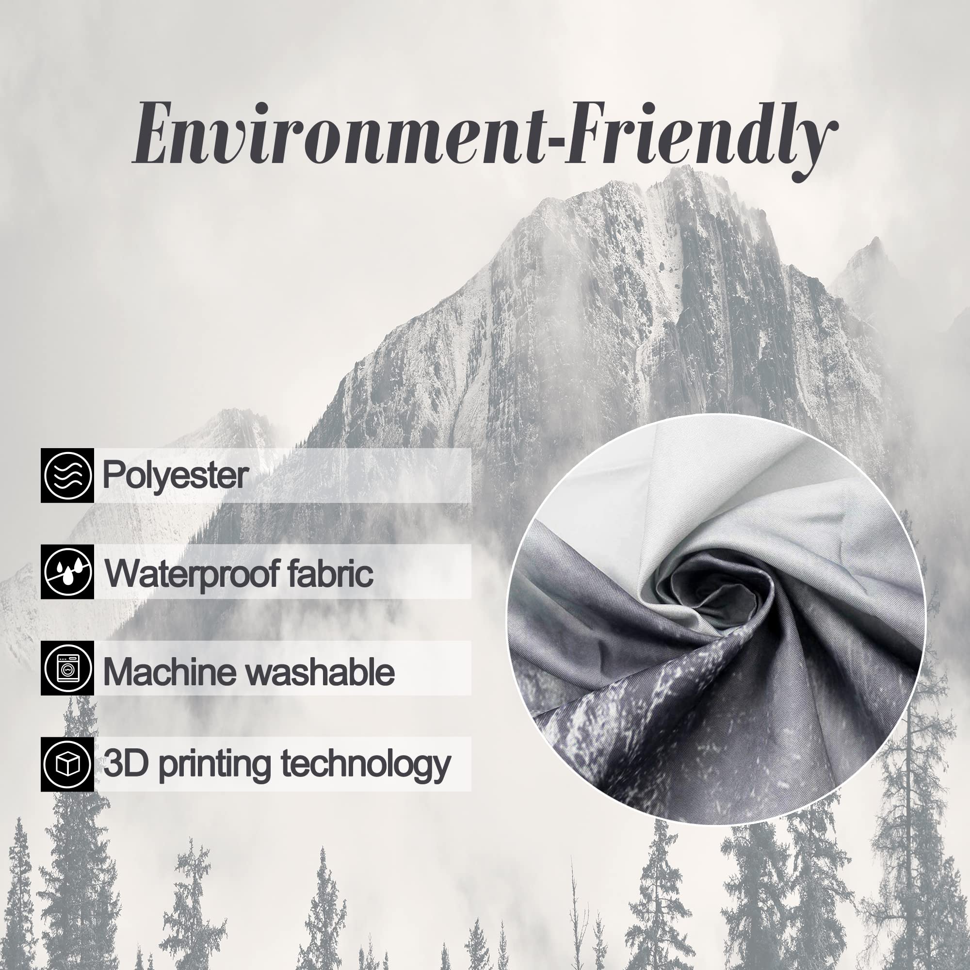 Riyidecor Small Stall Rv Misty Shower Curtain 39Wx72H Inch Mountain Nature Rustic Scenery Foggy Smokey Tree National Parks Outdo