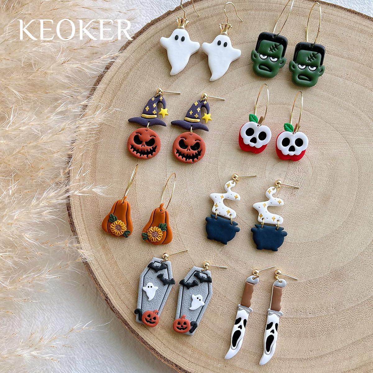 Keoker Polymer Clay Cutters Halloween, Clay Cutters For Halloween Earrings Making, 10 Shapes Halloween Clay Earrings Cutters, Gh