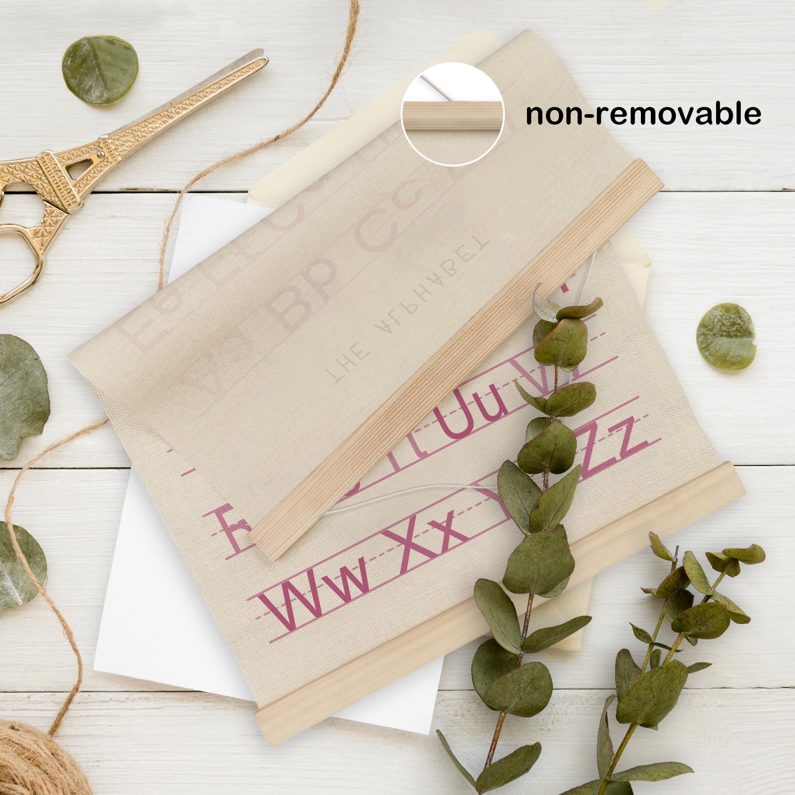 Hrqko Alphabet Numbers Poster Hanger Frame Set Of 2, Pink Girls Nursery Wall Decor, Abc Poster Wall Art With Wooden Frames, Pink