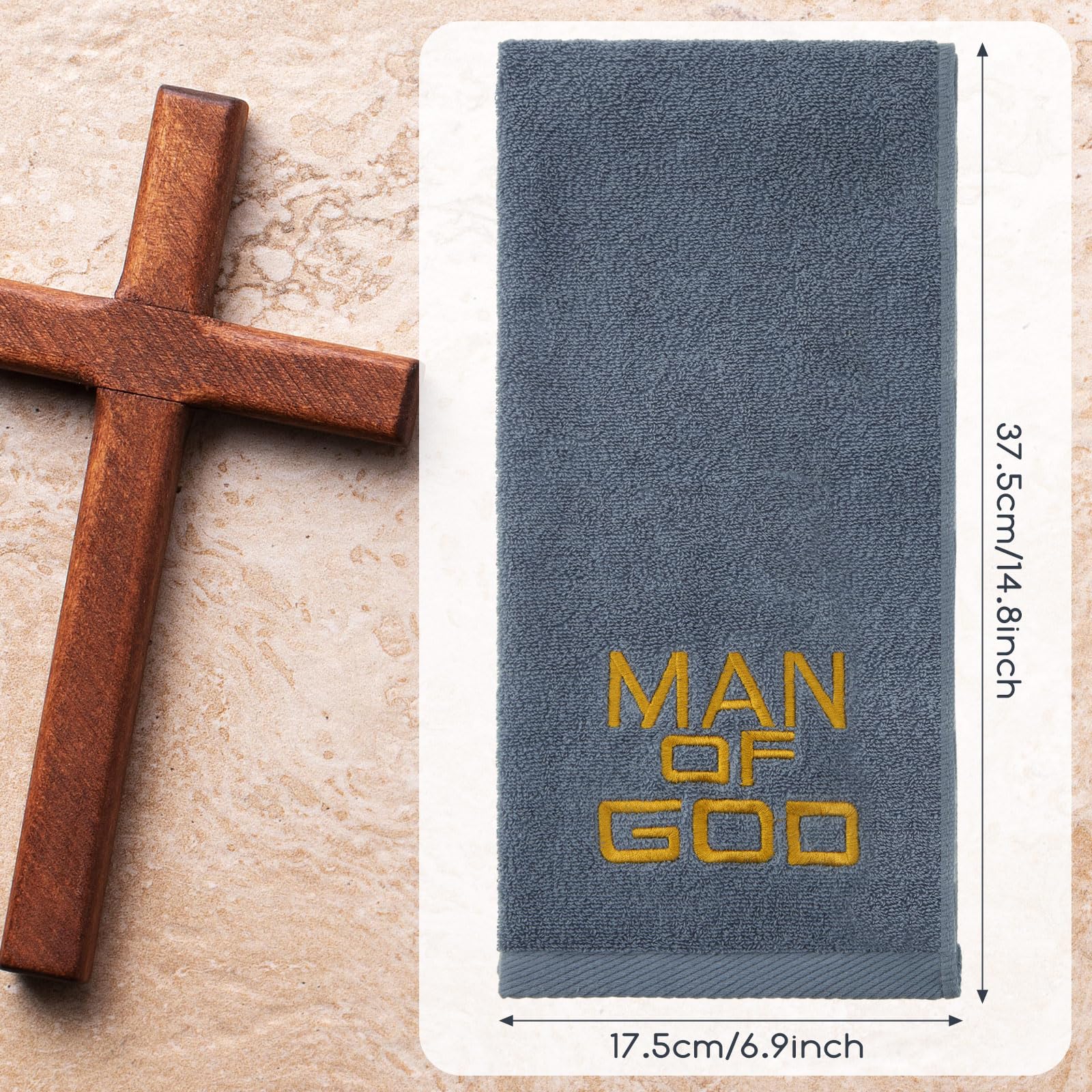 Buryeah 2 Pcs Pastor Hand Towels Christian Embroidered Towels Appreciation Gifts for Christian Church Clergy Father s Gifts(Blue