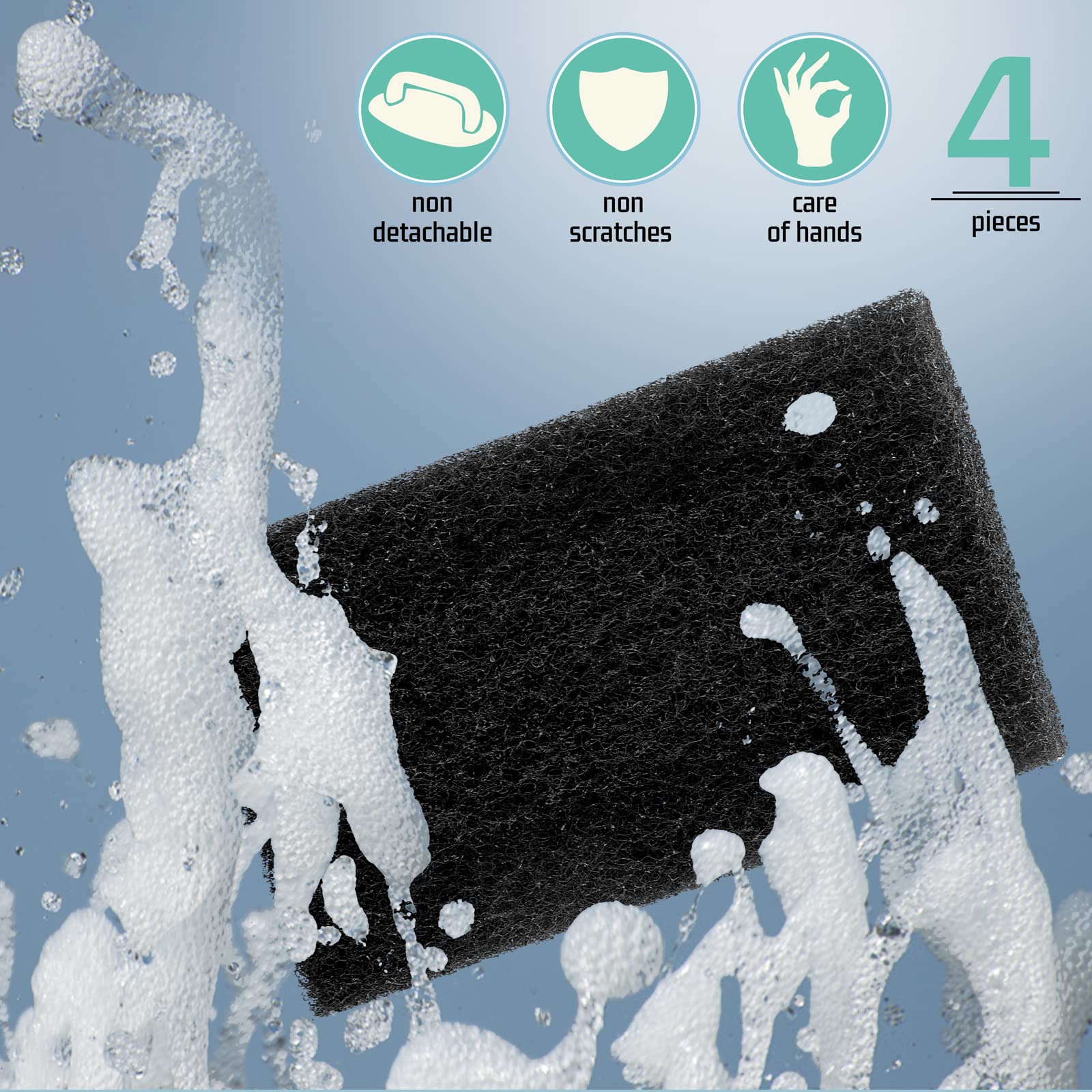 Griddle Cleaning Kit 4Pcs, Hasteel Griddle Scouring Pad Cleaner With Handle, Heavy Duty Flat Top Grill Cleaning Brush For Hot &