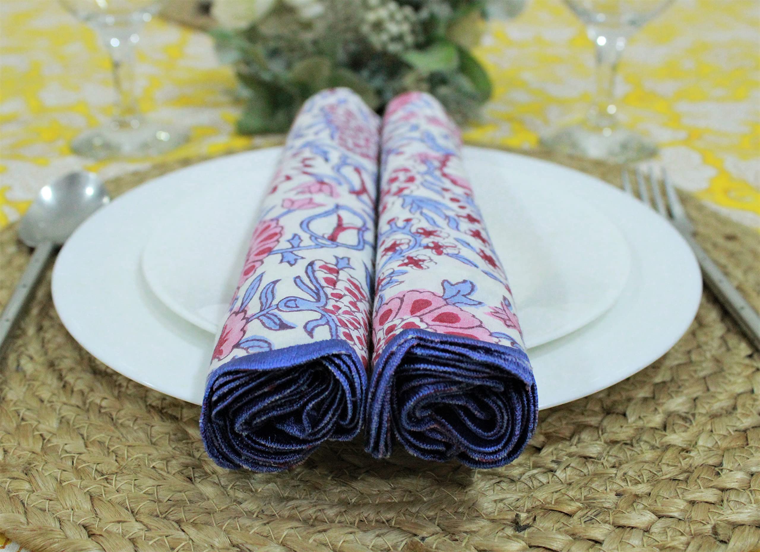 Ridhi Pigeon Blue 100% Pure Cotton Farmhouse Wedding Cloth Dinner Napkins For Easter, Thanksgiving, Holiday Daily Wedding Uses N