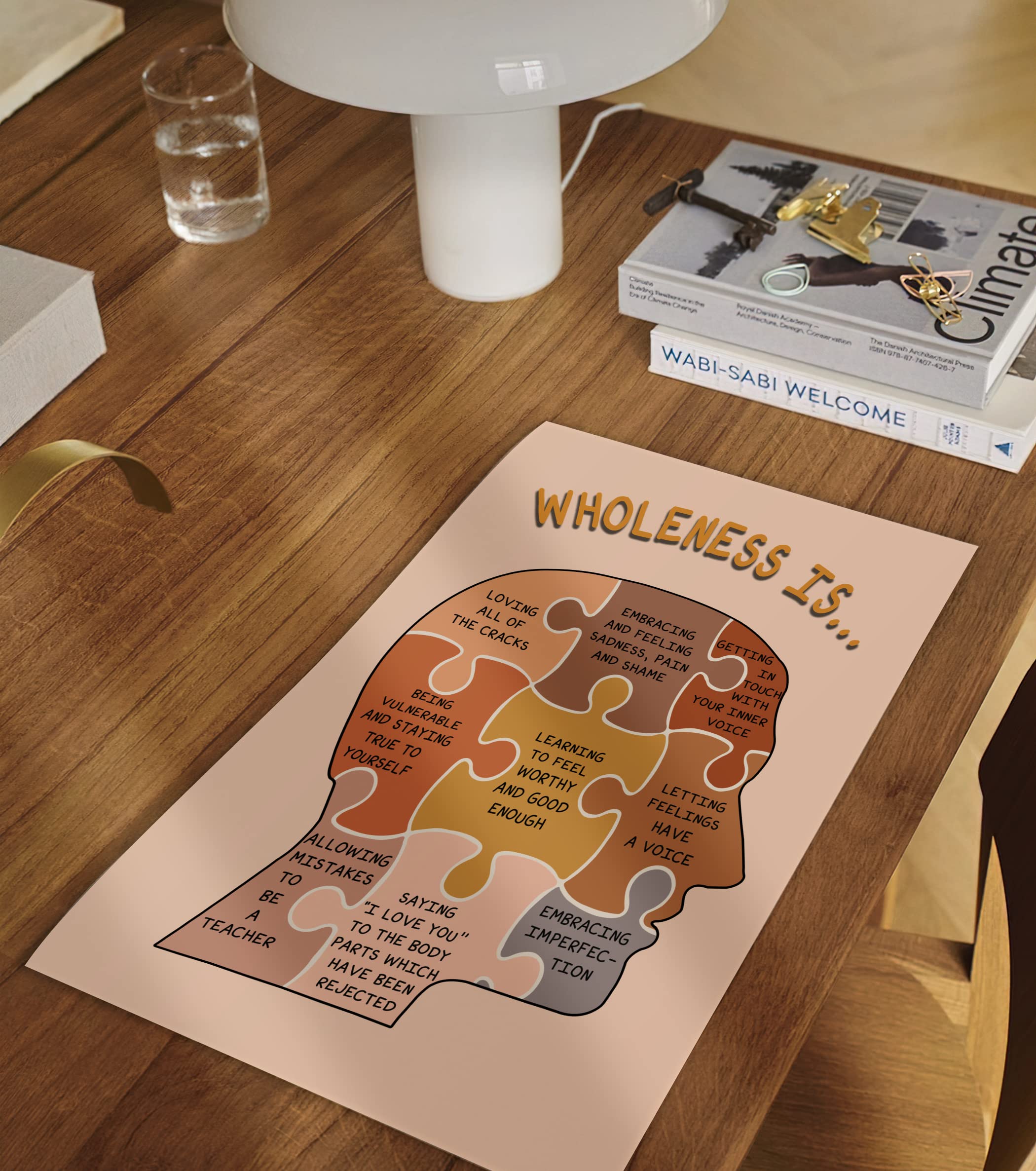 Loluis Mental Health Poster, Boho Therapy Tools Educational Supplies Art Print Classroom School Office Decor (Wholeness Is, Cust