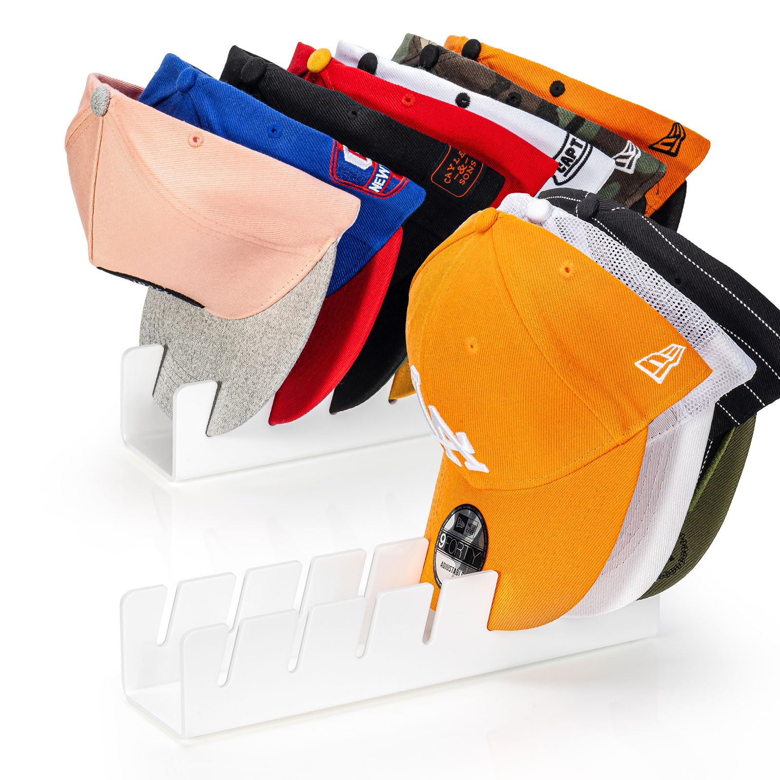 Hayvan Hat Organizer For Baseball Caps 2024 New 2 Pcs, No Install Acrylic Hat Holder For 14 Baseball Caps For Bedroom, Closet, D