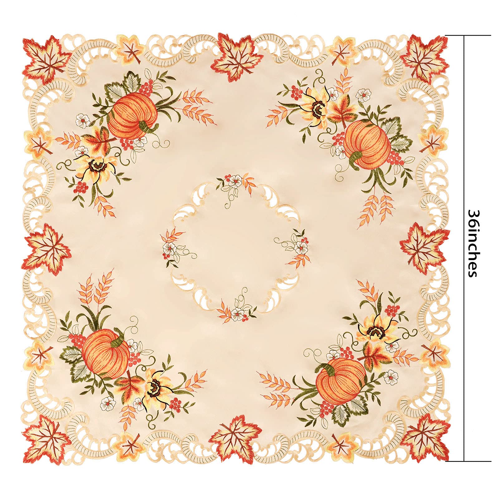 Simhomsen Thanksgiving Holiday Fall Autumn Harvest Pumpkins Small Square Tablecloth, Toppers, for End Table, Tea Table, Coffee a