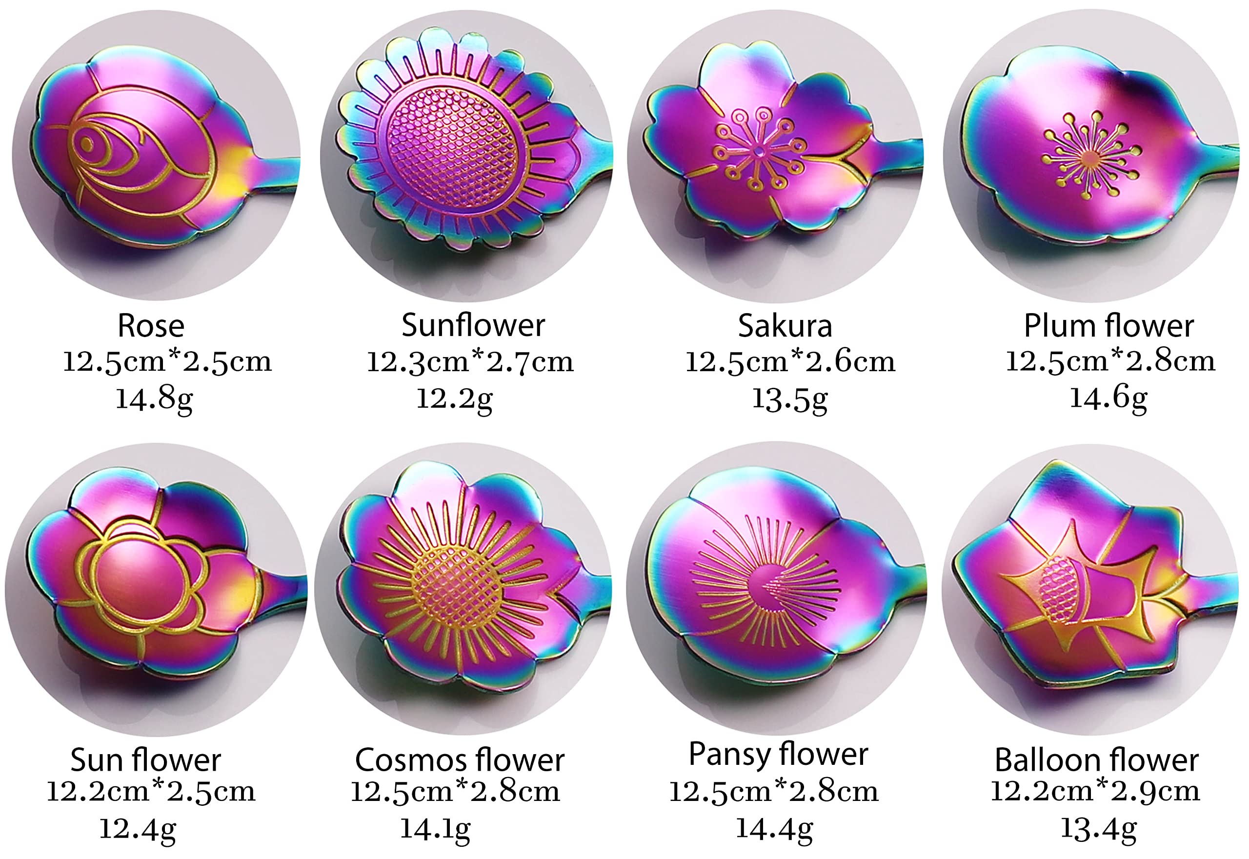 16 Pcs Teaspoon Tea Spoons, Esrise Stainless Steel Flower Coffee Dessert Spoon, Cute Demitasse Spoon For Drink Milkshake (Multi)