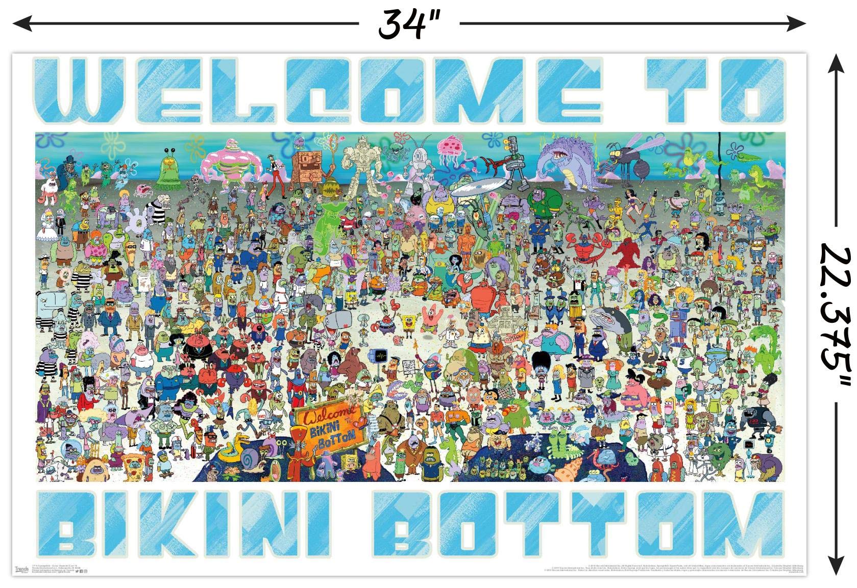 Trends International Nickelodeon Spongebob - Every Character Ever 19 Wall Poster, 22.375'' X 34'', Unframed Version