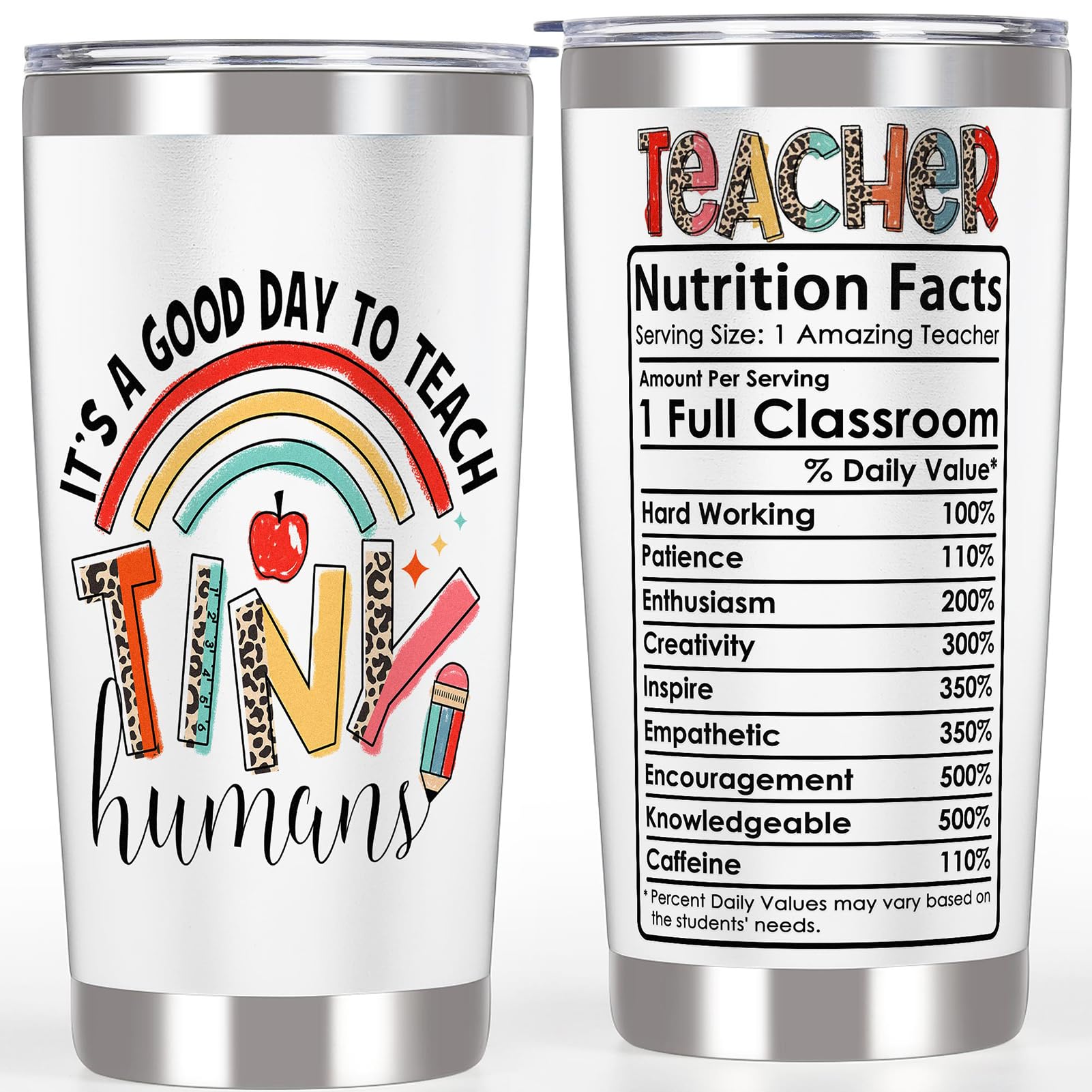 Breezy Valley Teacher'S Day Appreciation Gifts Tiny Human Coffee Tumbler - Best Teacher Gifts For End Of Year Back To School Tea