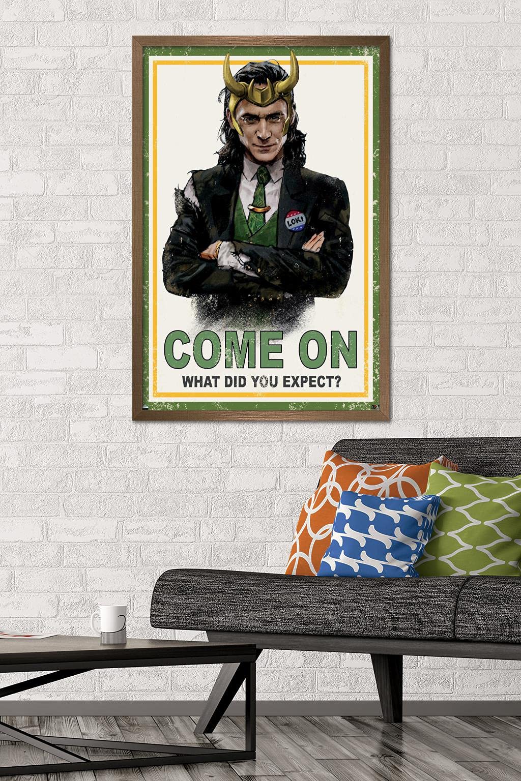 Trends International Marvel Loki-What Did You Expect Wall Poster, 22.375'' X 34'', Bronze Framed Version