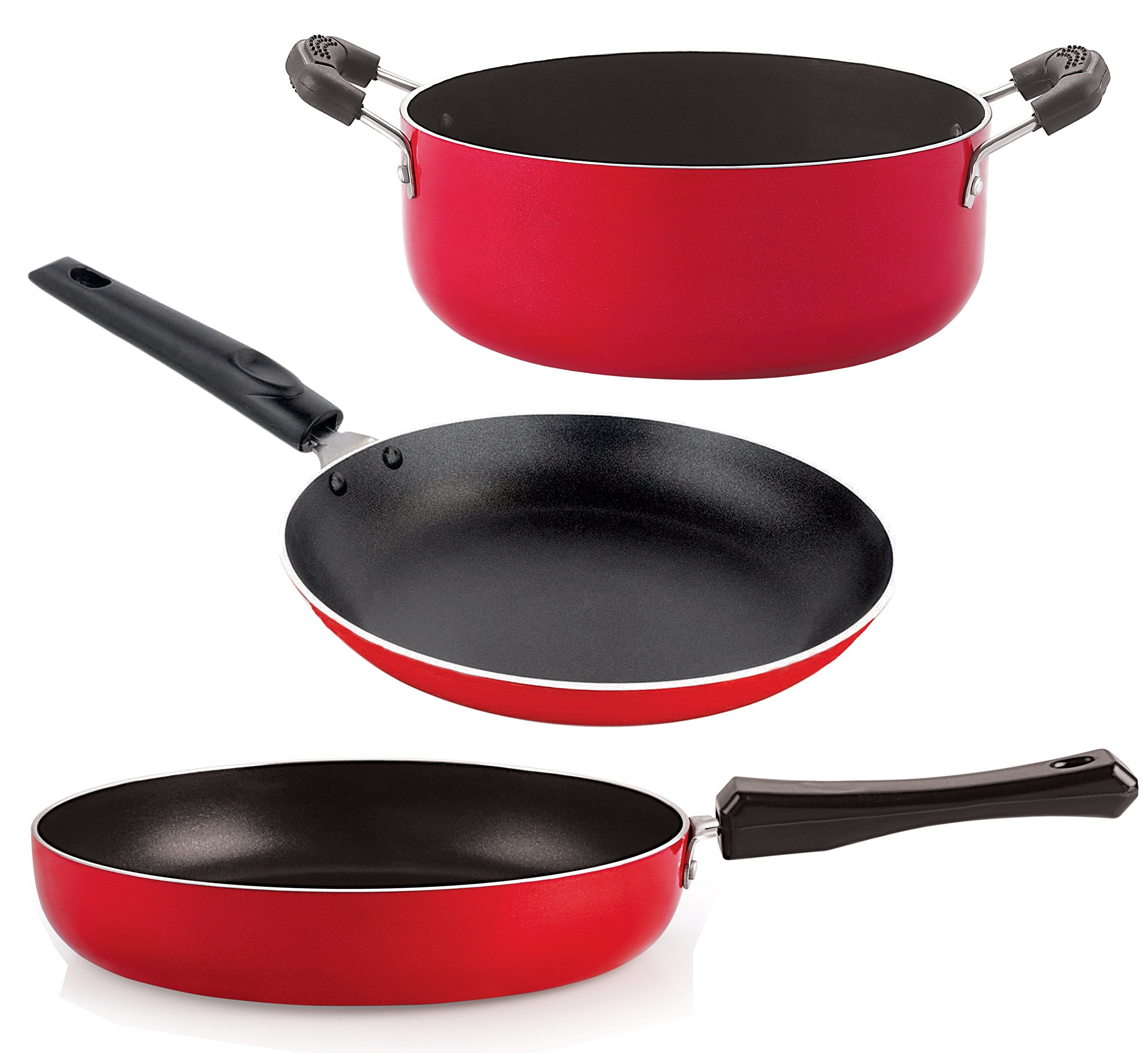 Nirlon NonStick 3 Piece Aluminium Gas Compatible Odor Free Cooking Essential Combo Gift Set Offer