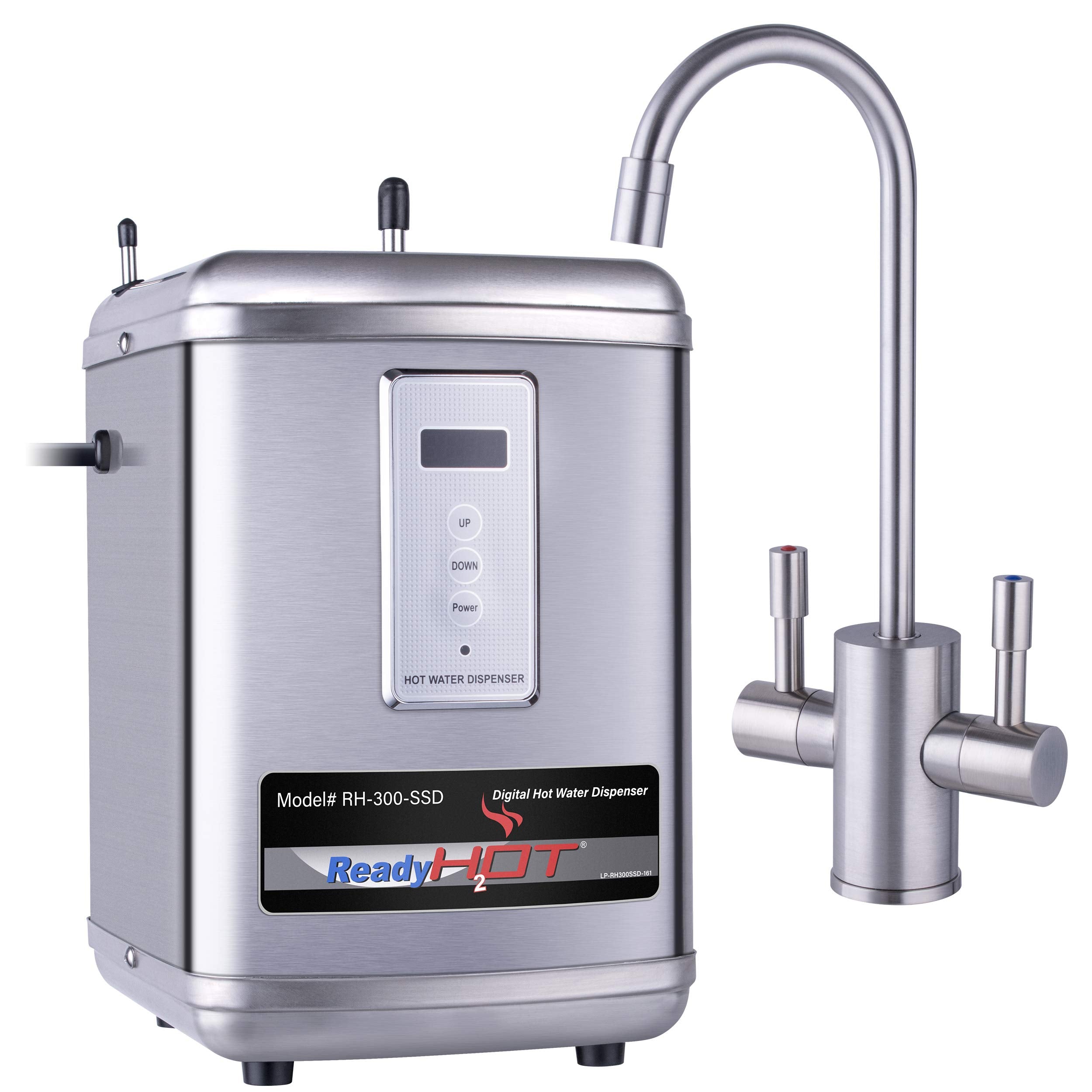 Ready Hot 41-Rh-300-F560-Bn Instant Hot Water Dispenser System, 2.5 Quarts, Digital Display Dual Lever Hot And Cold Water Faucet