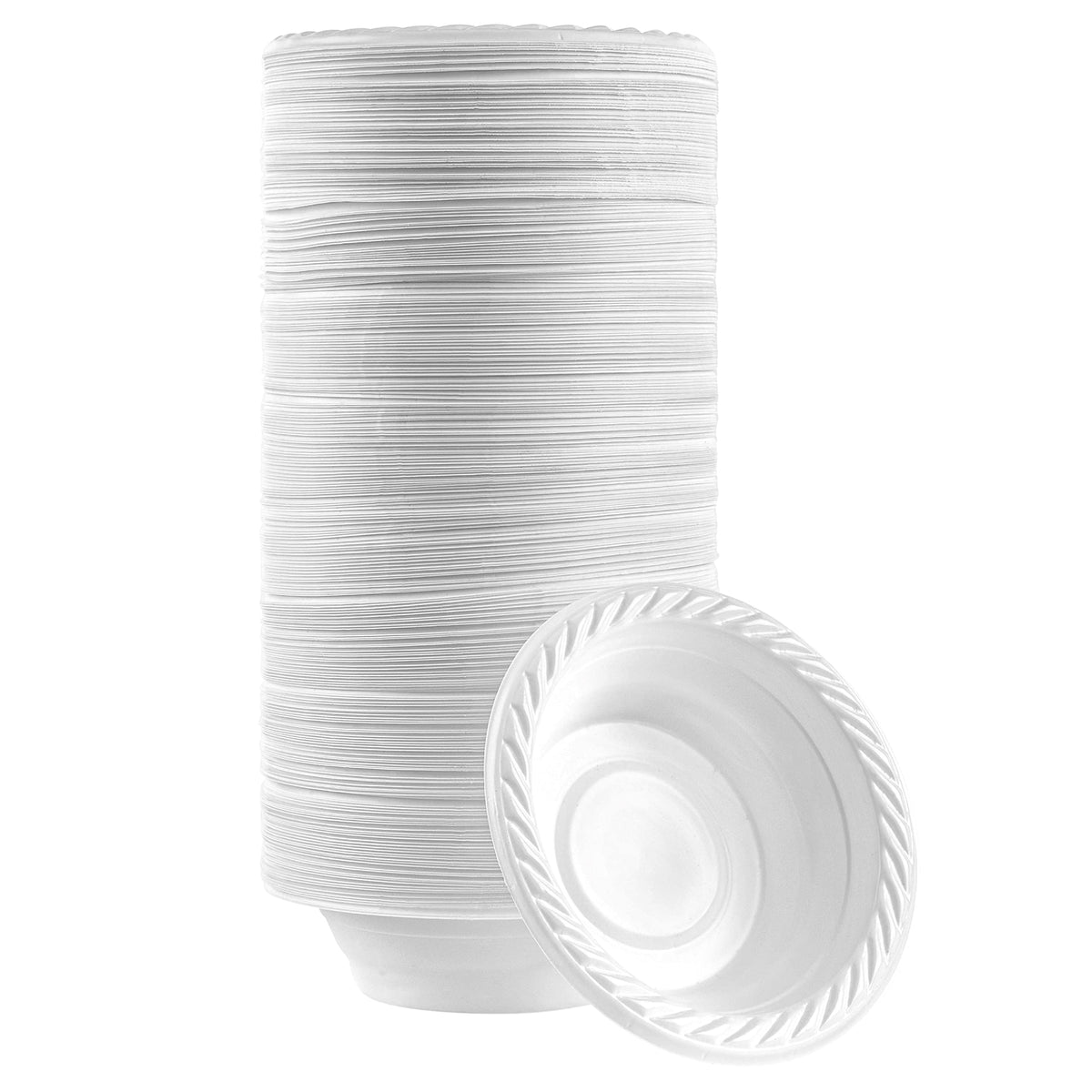 Plasticpro 5 Ounce Round Plastic Dessert Bowls Microwaveable, Disposable, White, Dinnerware 800 Count