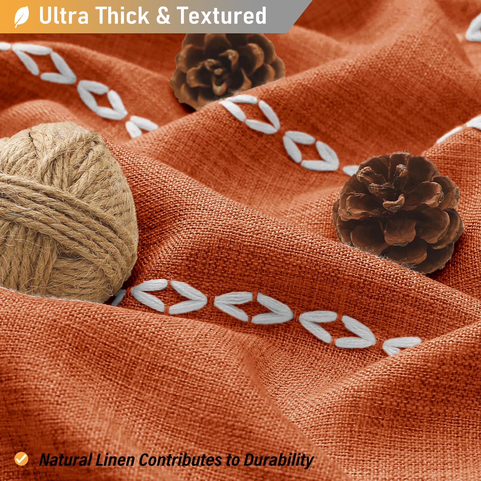 Bttn 78 Inch Long Shower Curtain - Boho Farmhouse Striped Linen Fabric Shower Curtain Set With Tassel, Water Repellent, Tall Cou